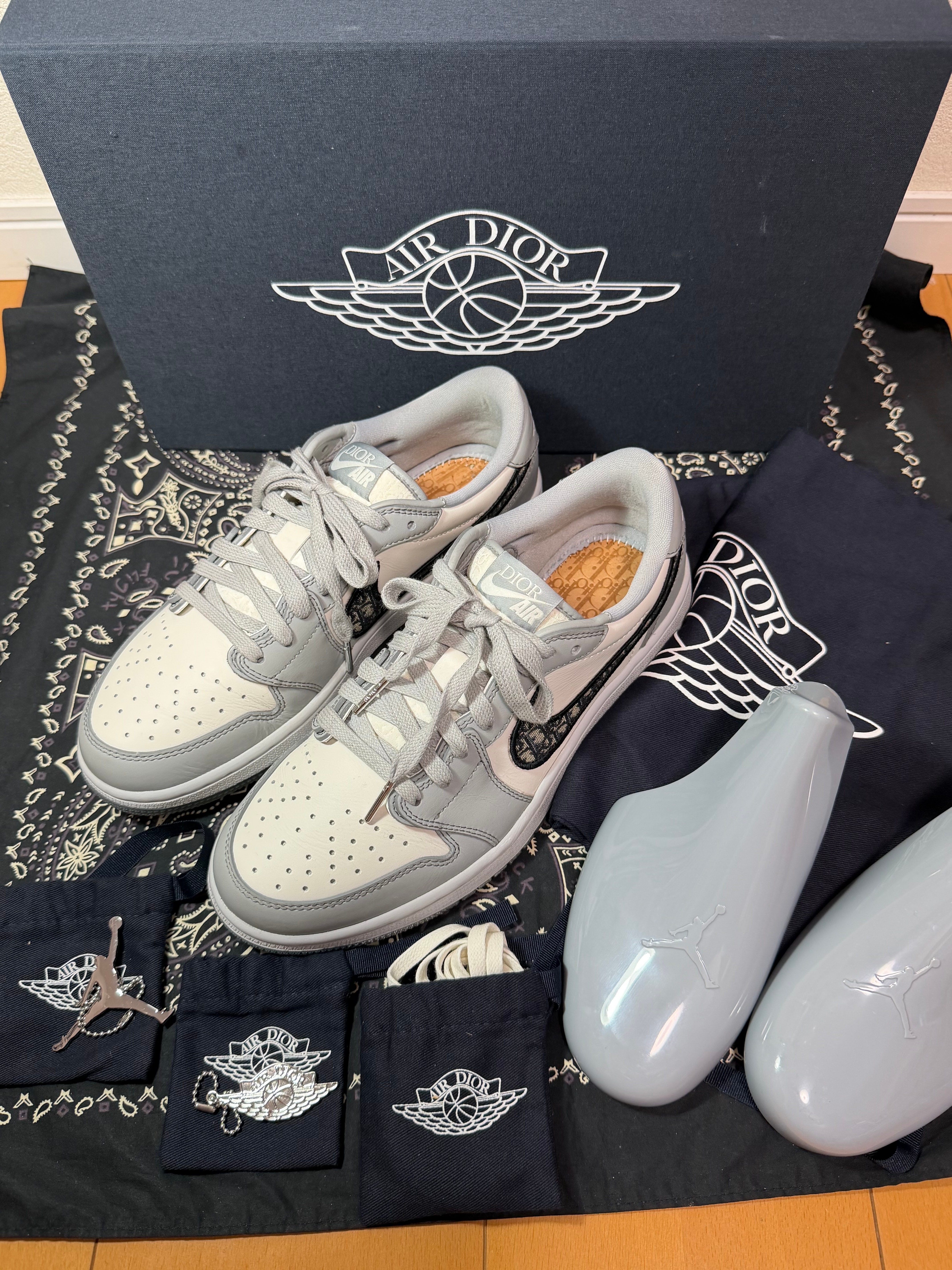 Dior × Nike Air Jordan 1 Low OG "Wolf Grey/Black-Sail-White"