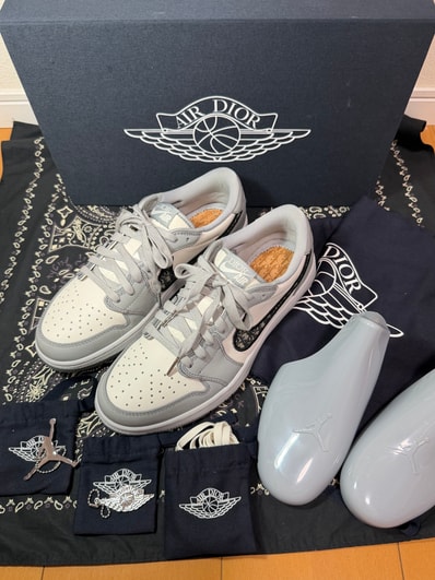 Dior × Nike Air Jordan 1 Low OG "Wolf Grey/Black-Sail-White"