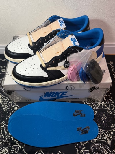 Travis Scott × fragment design × Nike Air Jordan 1 Low OG SP "Military Blue"