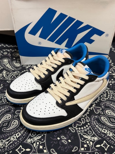 Travis Scott × fragment design × Nike Air Jordan 1 Low OG SP "Military Blue"