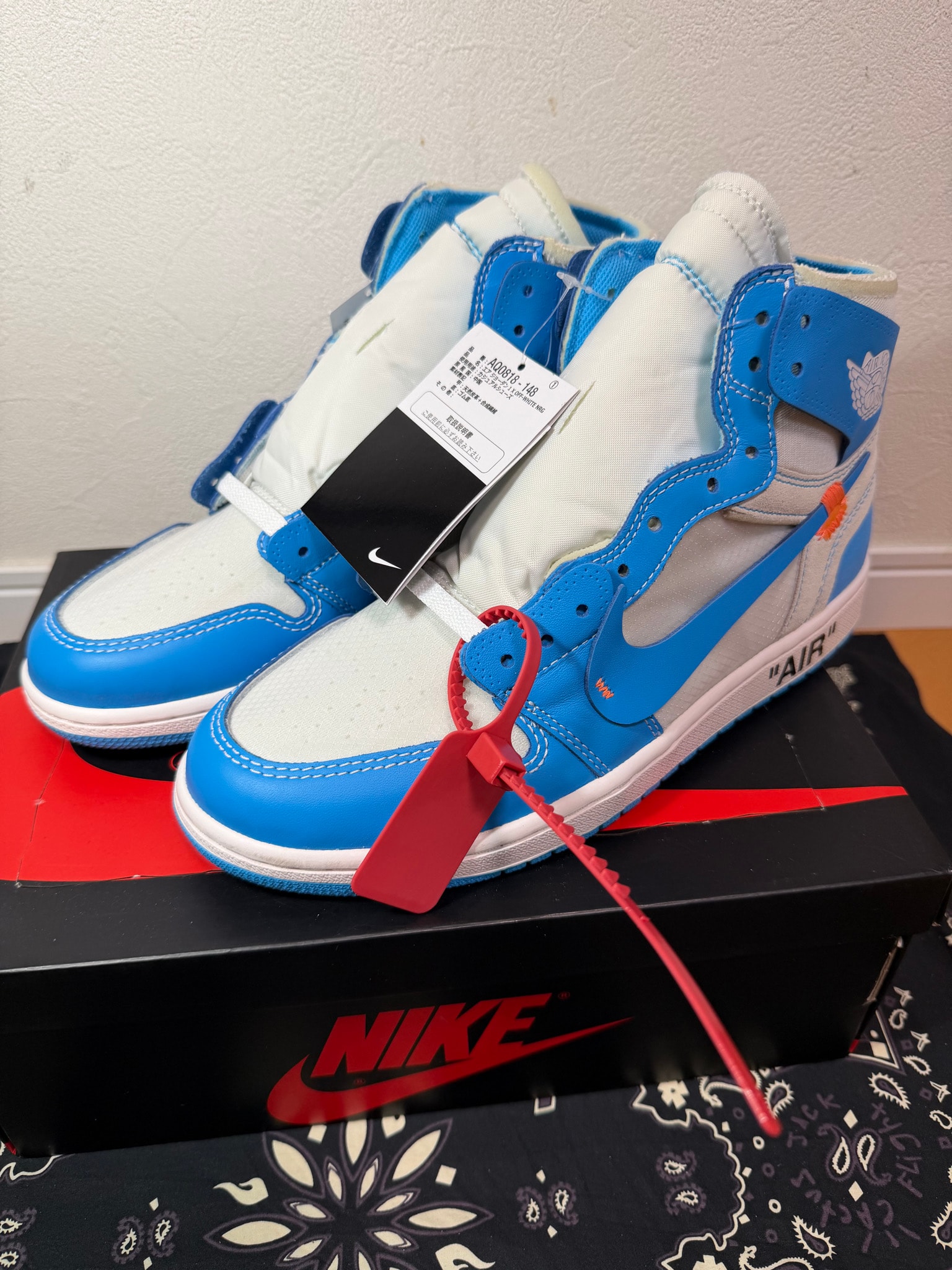 Off-White × Nike Air Jordan 1 High UNC "White/Dark Powder Blue"