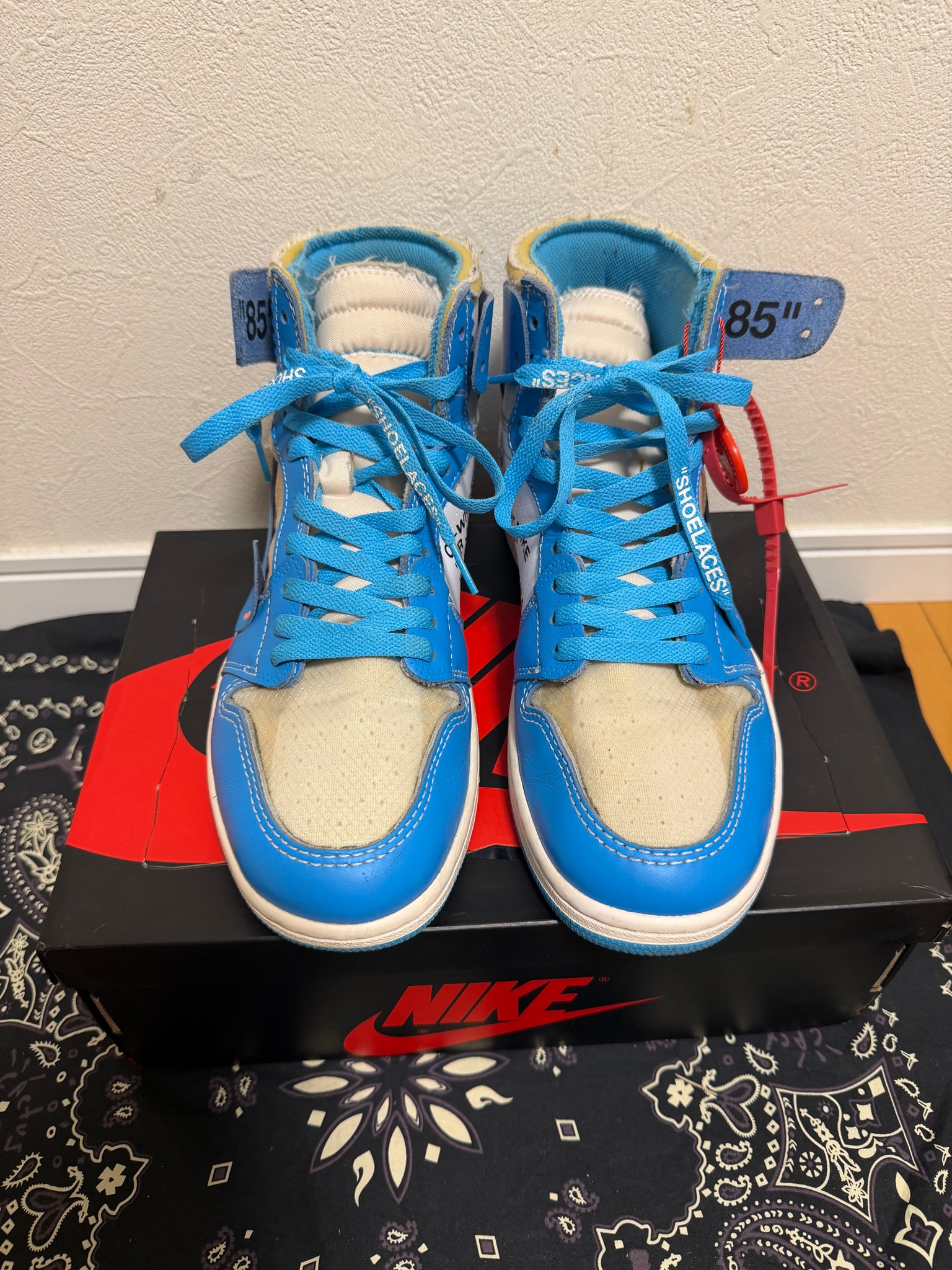 Off-White × Nike Air Jordan 1 High UNC "White/Dark Powder Blue"