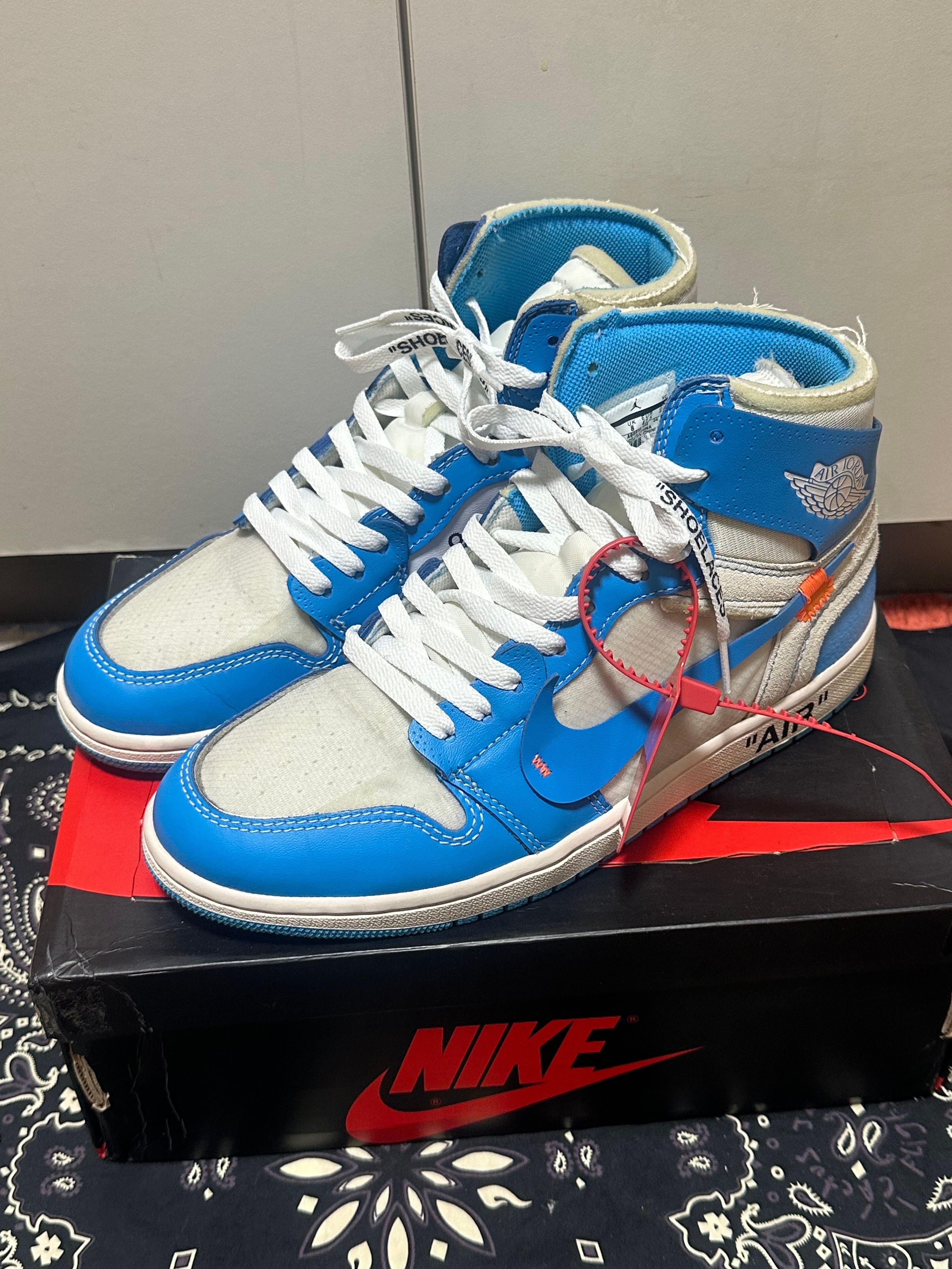 Off-White × Nike Air Jordan 1 High UNC "White/Dark Powder Blue"
