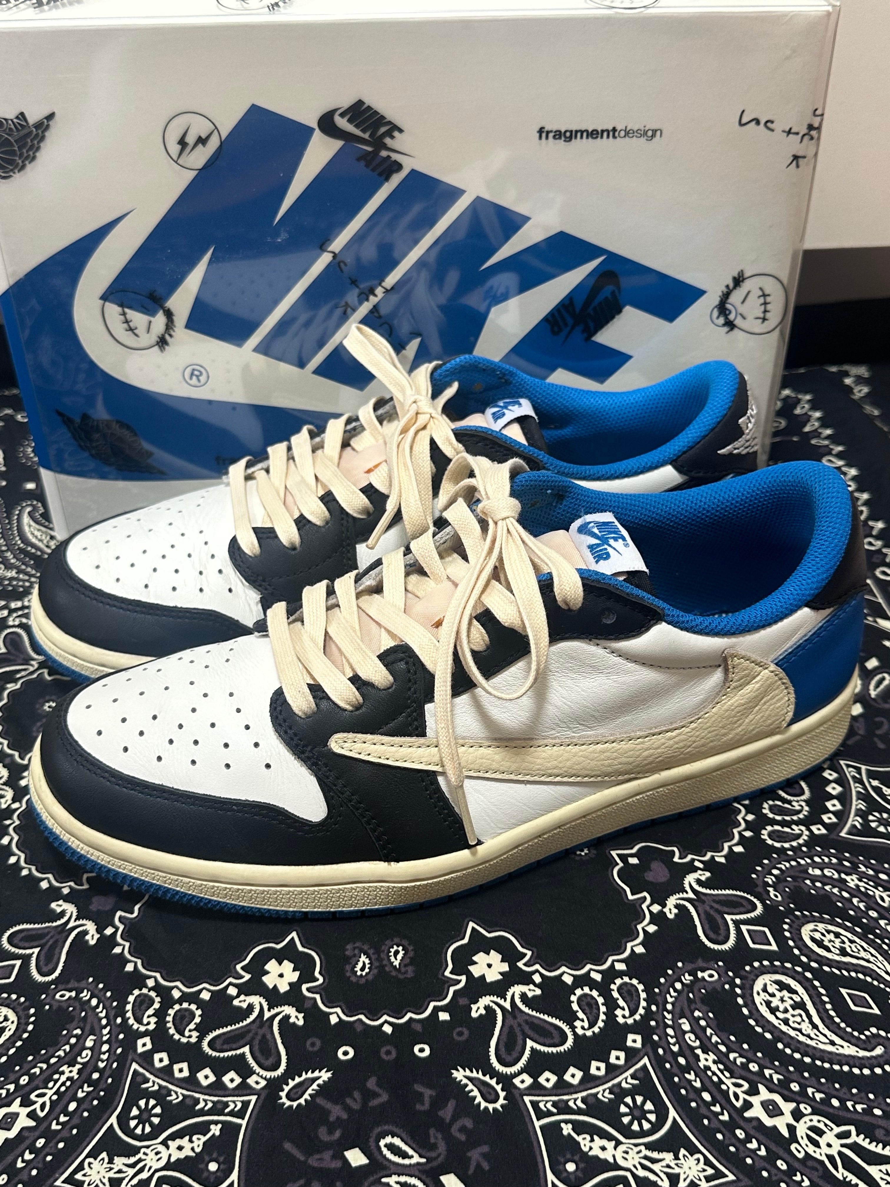 Travis Scott × fragment design × Nike Air Jordan 1 Low OG SP "Military Blue"