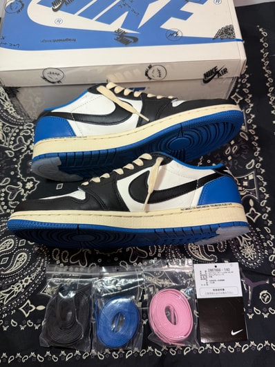 Travis Scott × fragment design × Nike Air Jordan 1 Low OG SP "Military Blue"