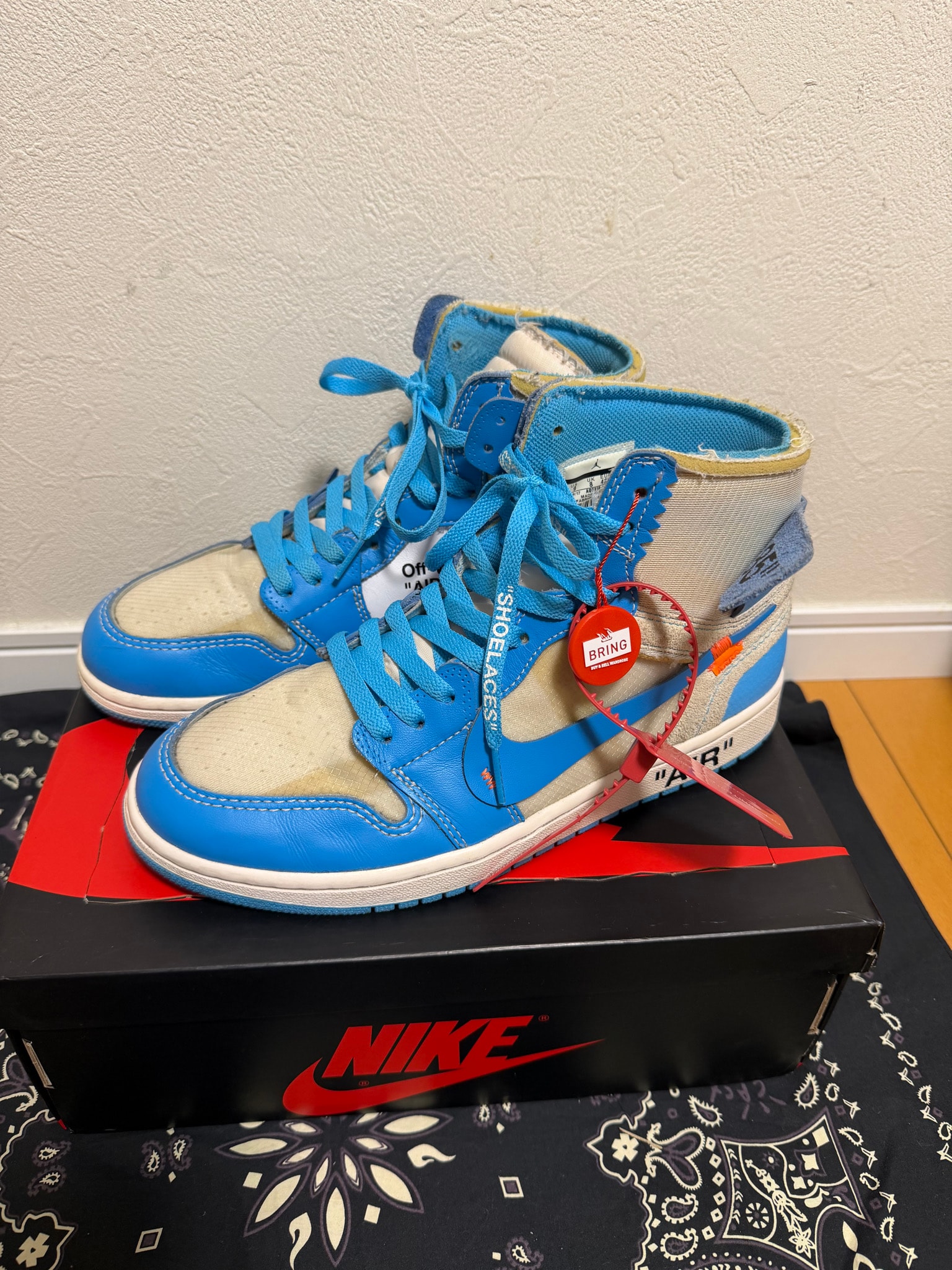 Off-White × Nike Air Jordan 1 High UNC "White/Dark Powder Blue"