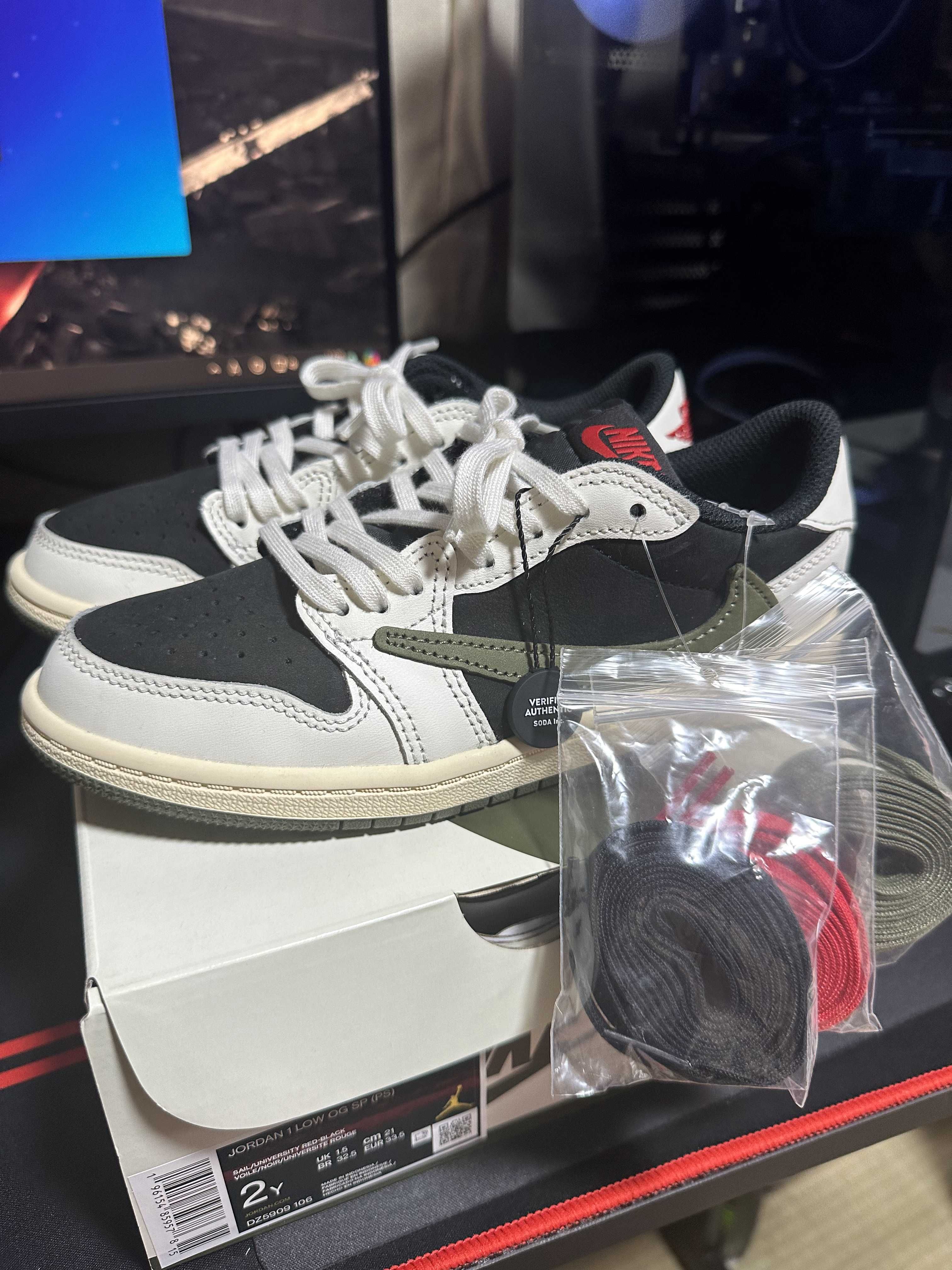 Travis Scott × Nike PS Air Jordan 1 Low OG "Medium Olive"