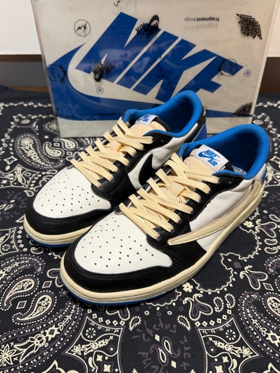 Travis Scott × fragment design × Nike Air Jordan 1 Low OG SP "Military Blue"