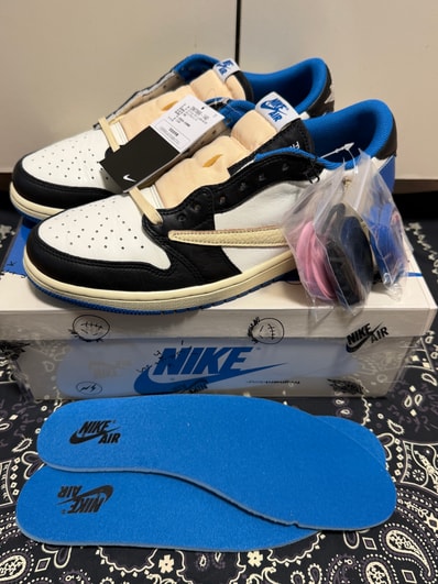 Travis Scott × fragment design × Nike Air Jordan 1 Low OG SP "Military Blue"