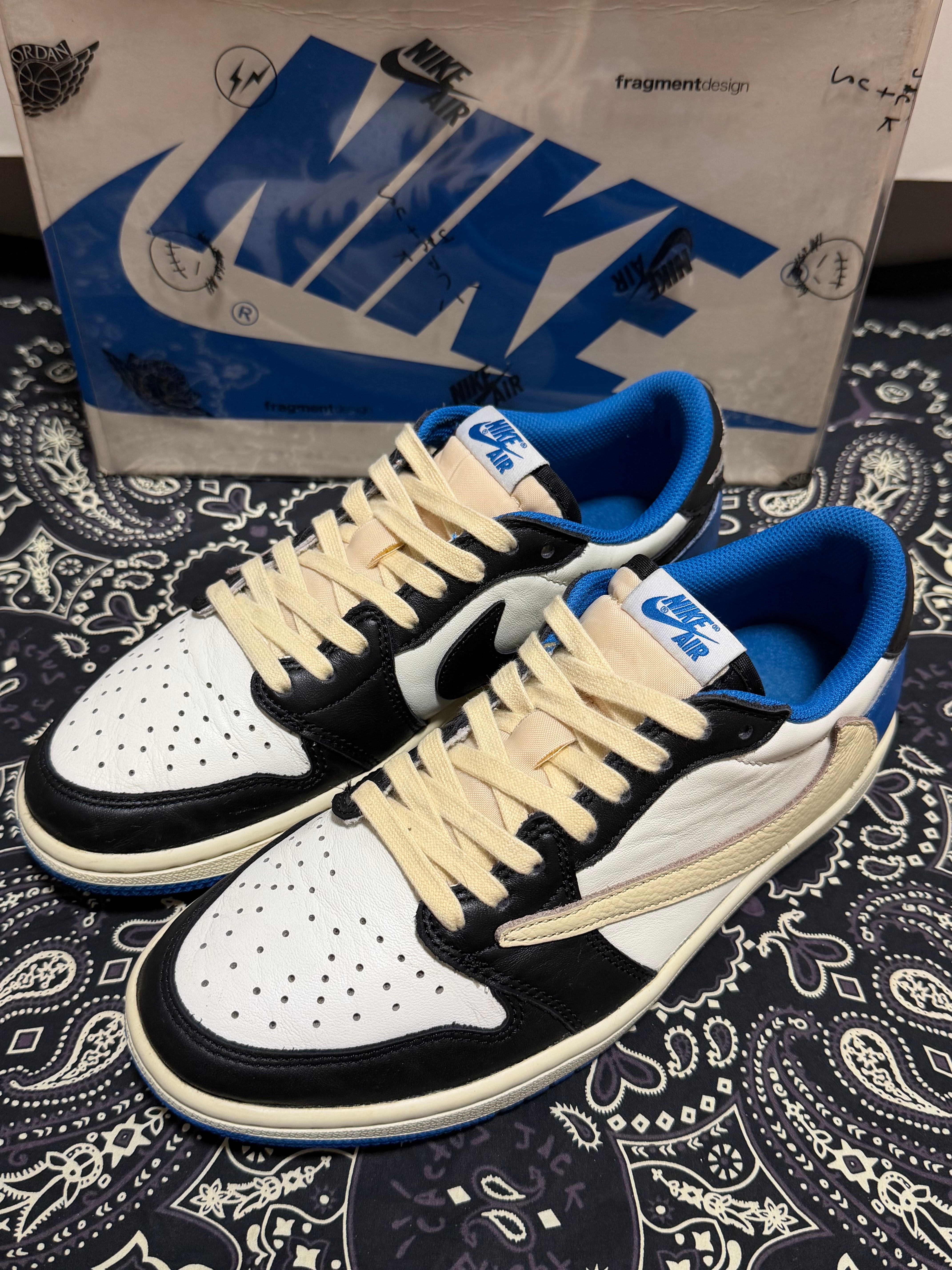 Travis Scott × fragment design × Nike Air Jordan 1 Low OG SP "Military Blue"
