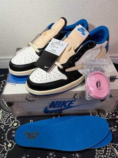 Travis Scott × fragment design × Nike Air Jordan 1 Low OG SP "Military Blue"