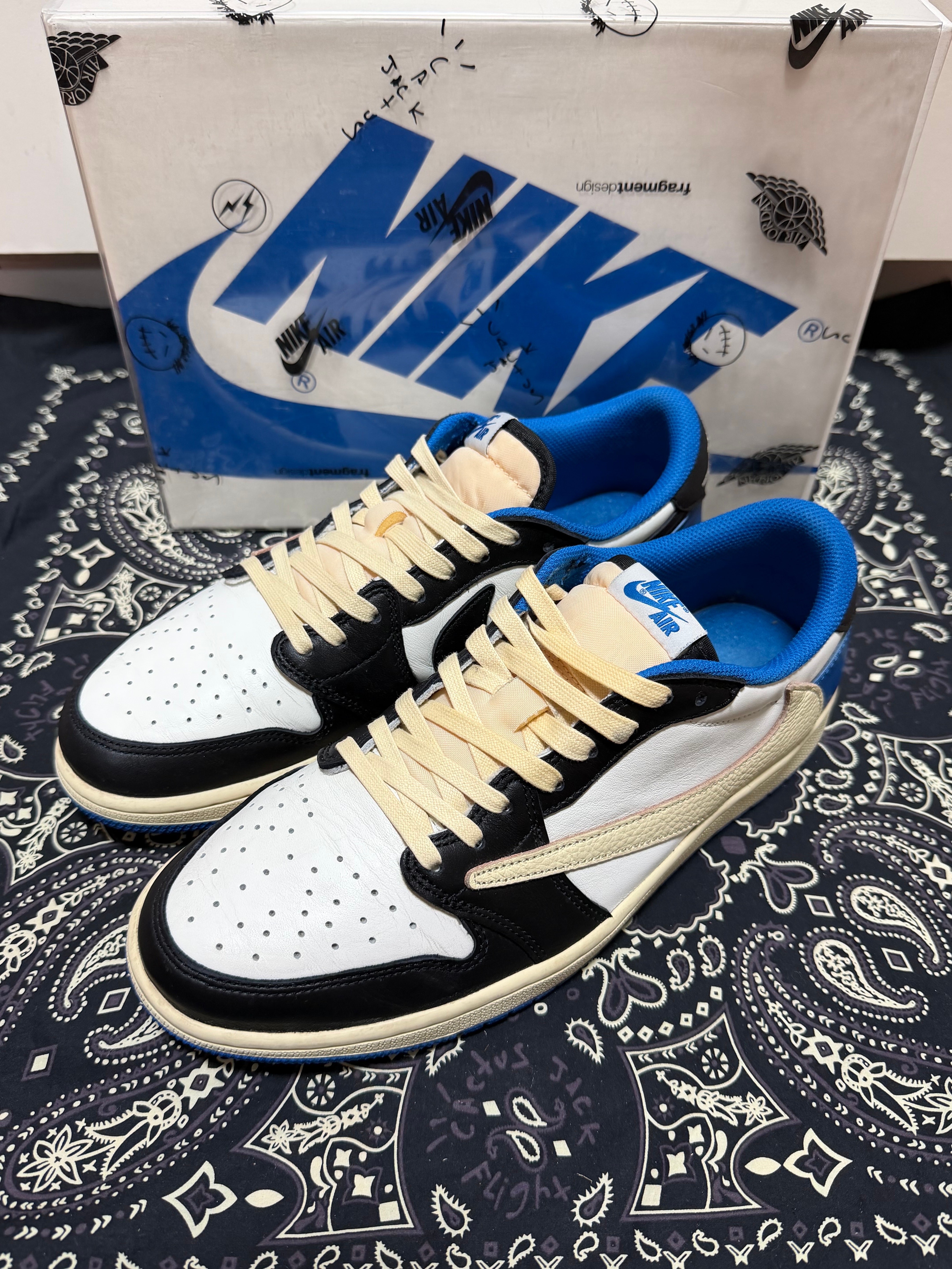 Travis Scott × fragment design × Nike Air Jordan 1 Low OG SP "Military Blue"