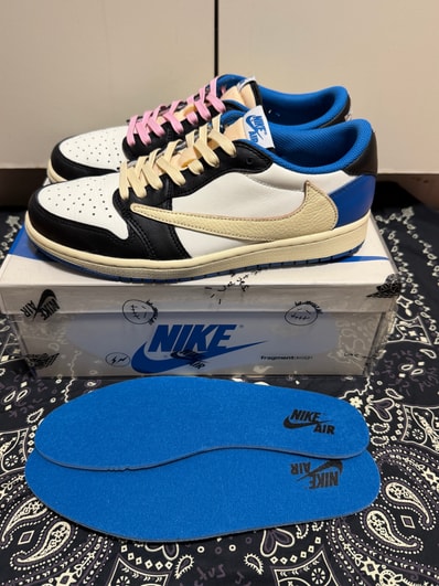 Travis Scott × fragment design × Nike Air Jordan 1 Low OG SP "Military Blue"