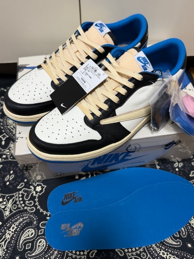 Travis Scott × fragment design × Nike Air Jordan 1 Low OG SP "Military Blue"