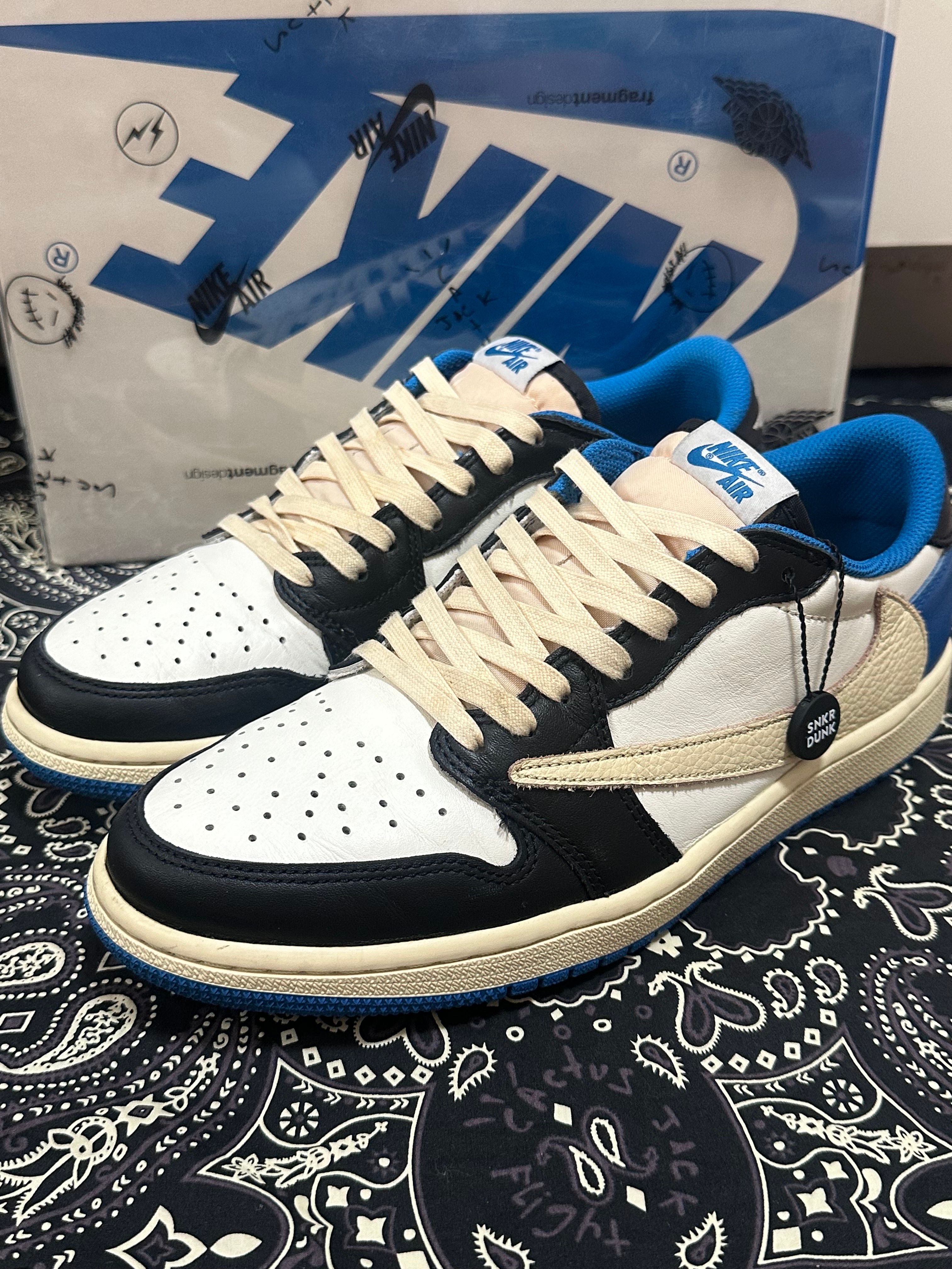 Travis Scott × fragment design × Nike Air Jordan 1 Low OG SP "Military Blue"