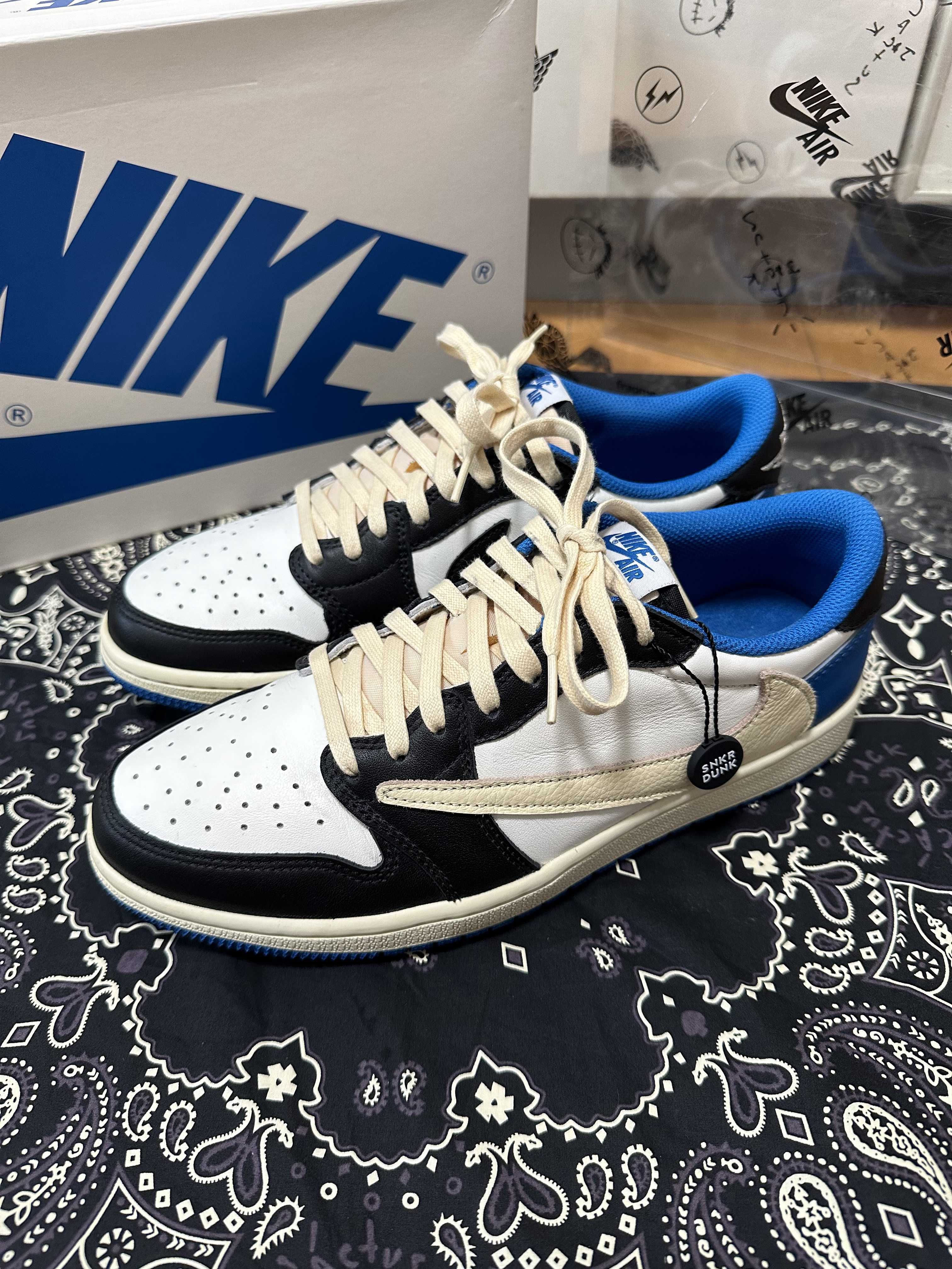 Travis Scott × fragment design × Nike Air Jordan 1 Low OG SP "Military Blue"