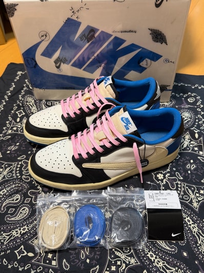Travis Scott × fragment design × Nike Air Jordan 1 Low OG SP "Military Blue"