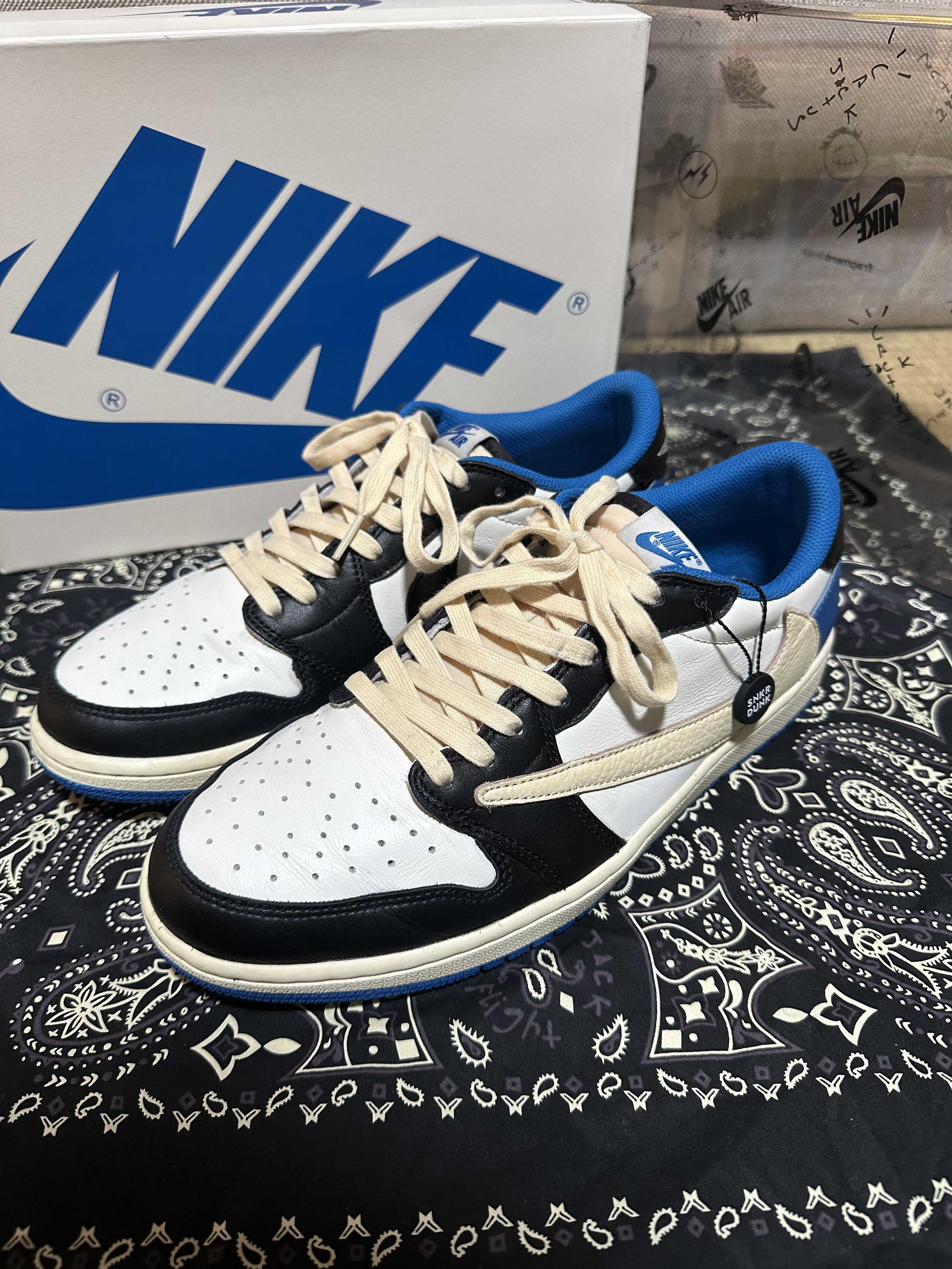 Travis Scott × fragment design × Nike Air Jordan 1 Low OG SP "Military Blue"