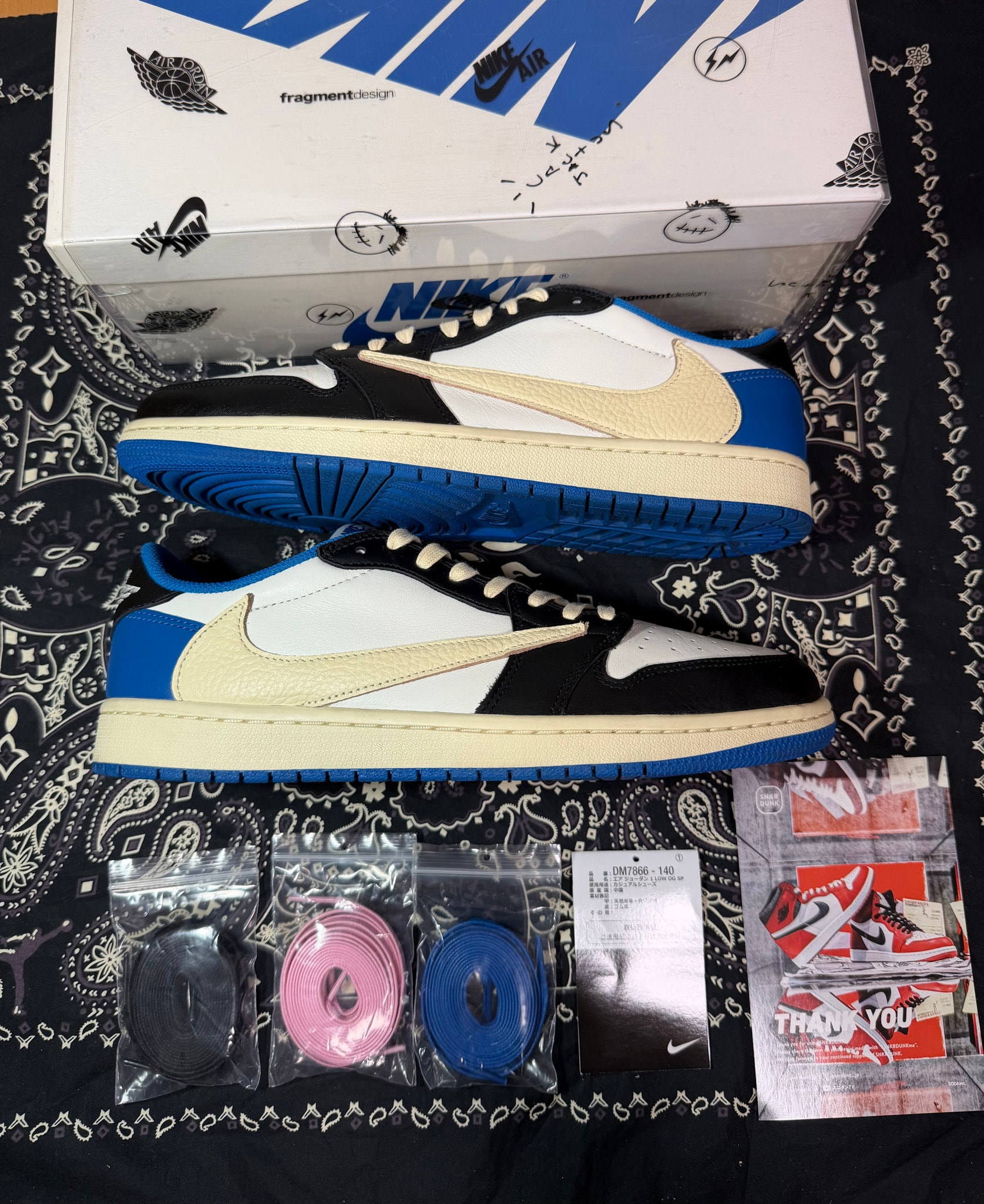 Travis Scott × fragment design × Nike Air Jordan 1 Low OG SP "Military Blue"
