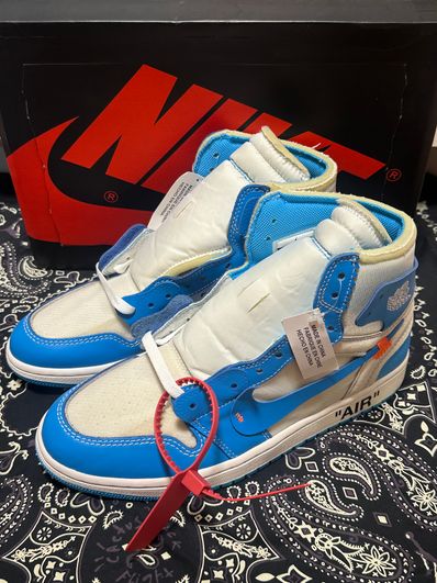 Off-White × Nike Air Jordan 1 High UNC "White/Dark Powder Blue"