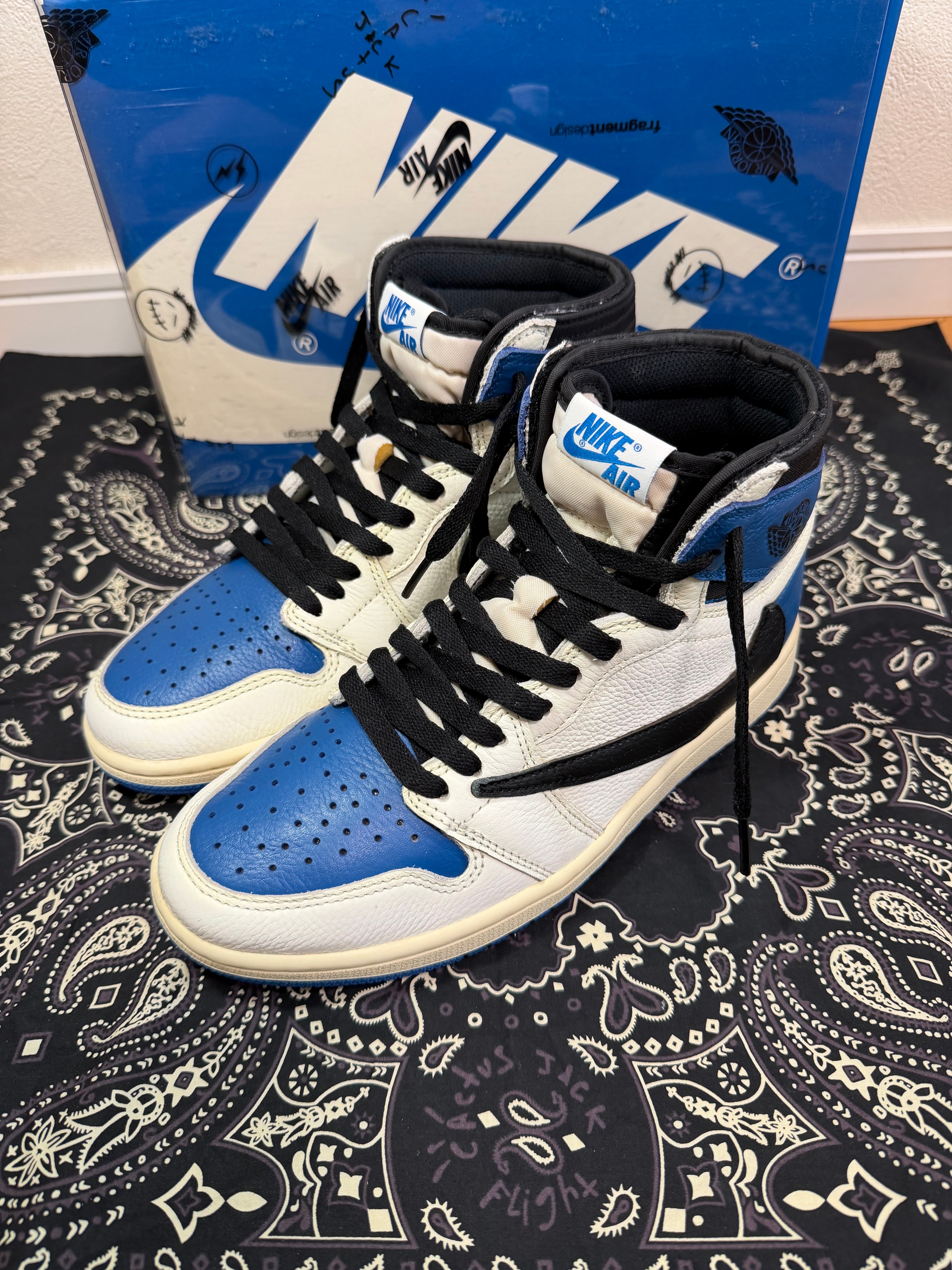 Travis Scott × fragment design × Nike Air Jordan 1 Retro High OG SP "Military Blue"
