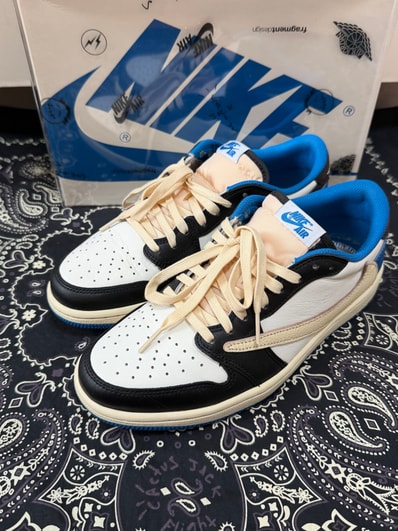 Travis Scott × fragment design × Nike Air Jordan 1 Low OG SP "Military Blue"