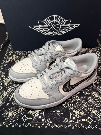 Dior × Nike Air Jordan 1 Low OG "Wolf Grey/Black-Sail-White"
