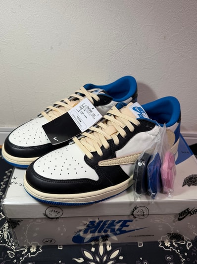 Travis Scott × fragment design × Nike Air Jordan 1 Low OG SP "Military Blue"