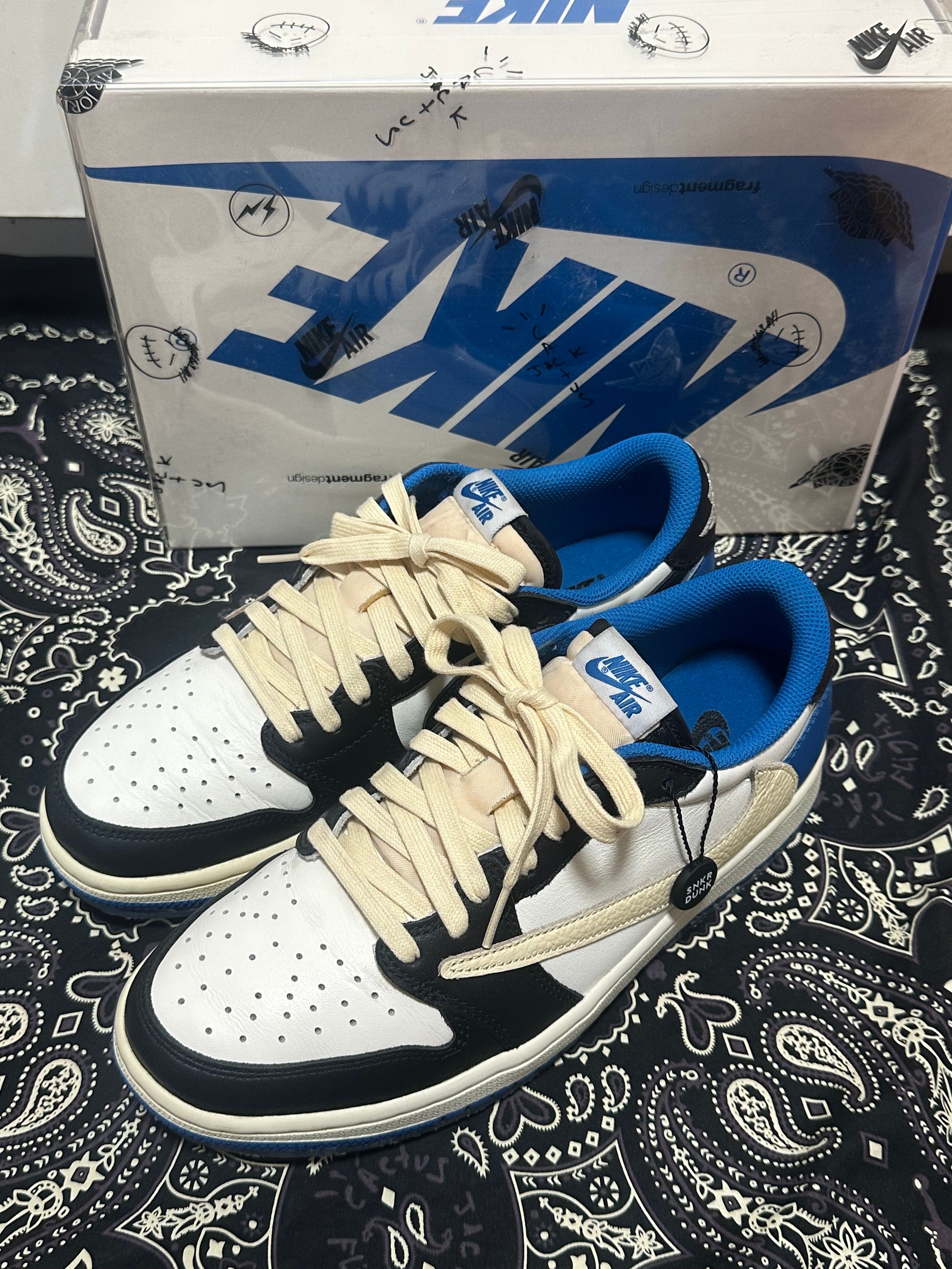 Travis Scott × fragment design × Nike Air Jordan 1 Low OG SP "Military Blue"