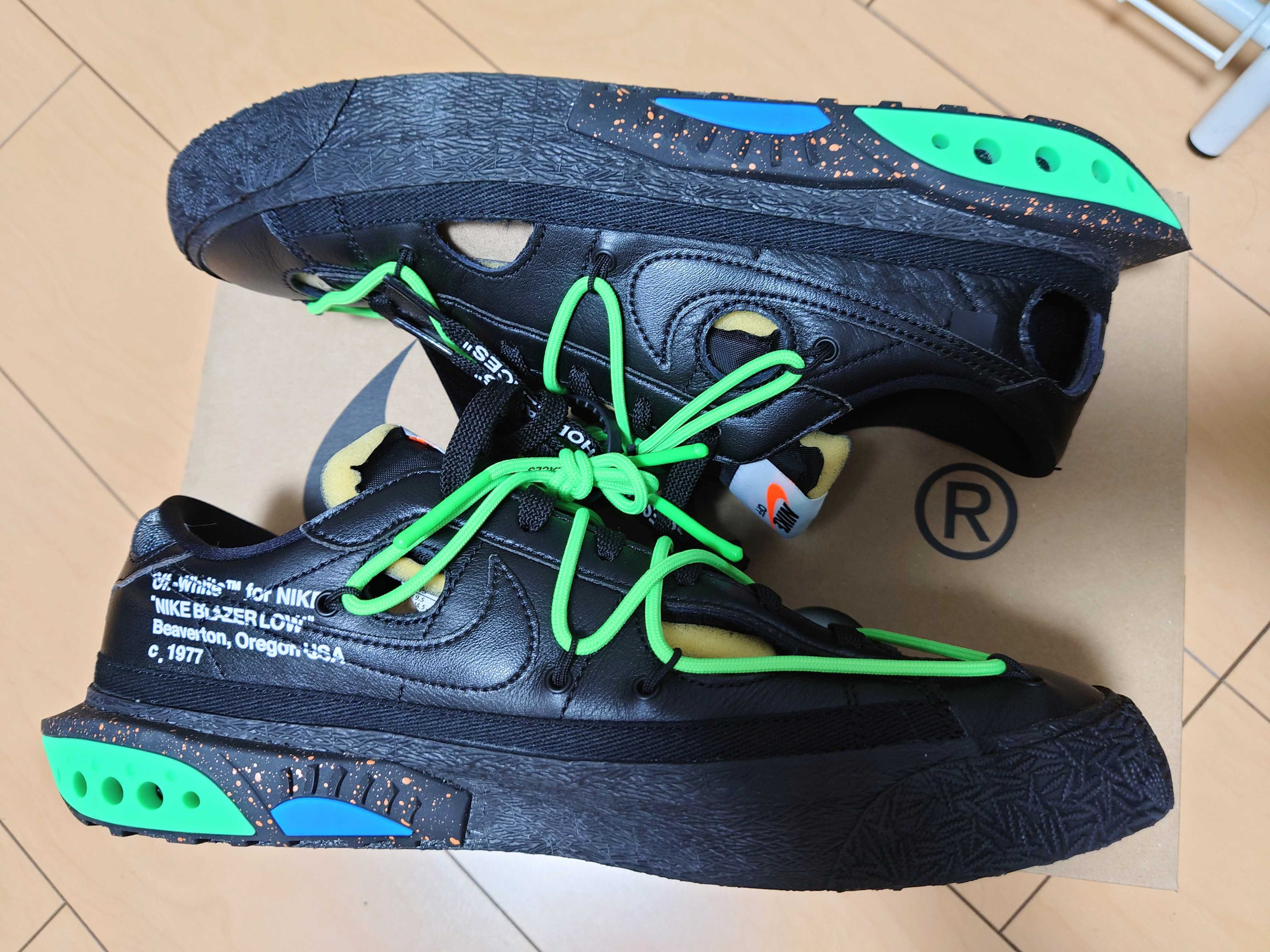 Off-White × Nike Blazer Low "Black and Electro Green"