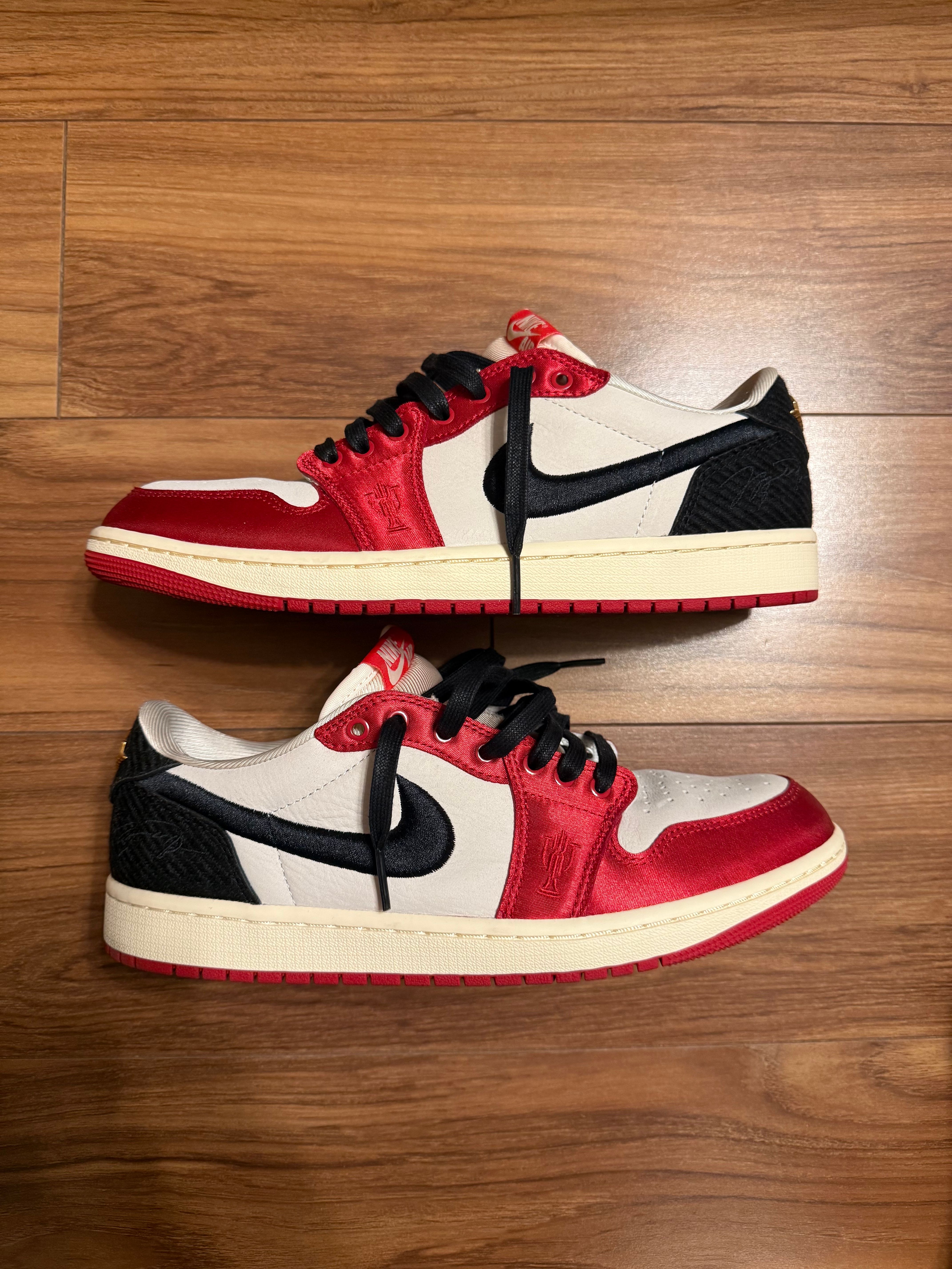 Trophy Room × Nike Air Jordan 1 Low OG "Sail and Varsity Red"