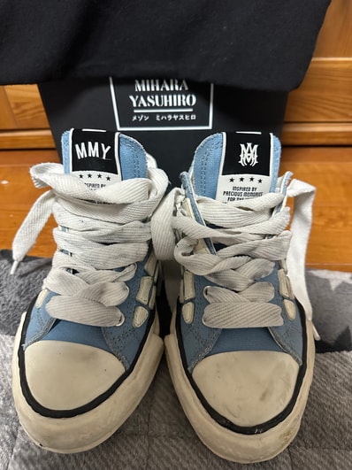 AMIRI × Maison MIHARA YASUHIRO PETERSON OG Sole Canvas Low-top Sneaker "Bones/Blue"