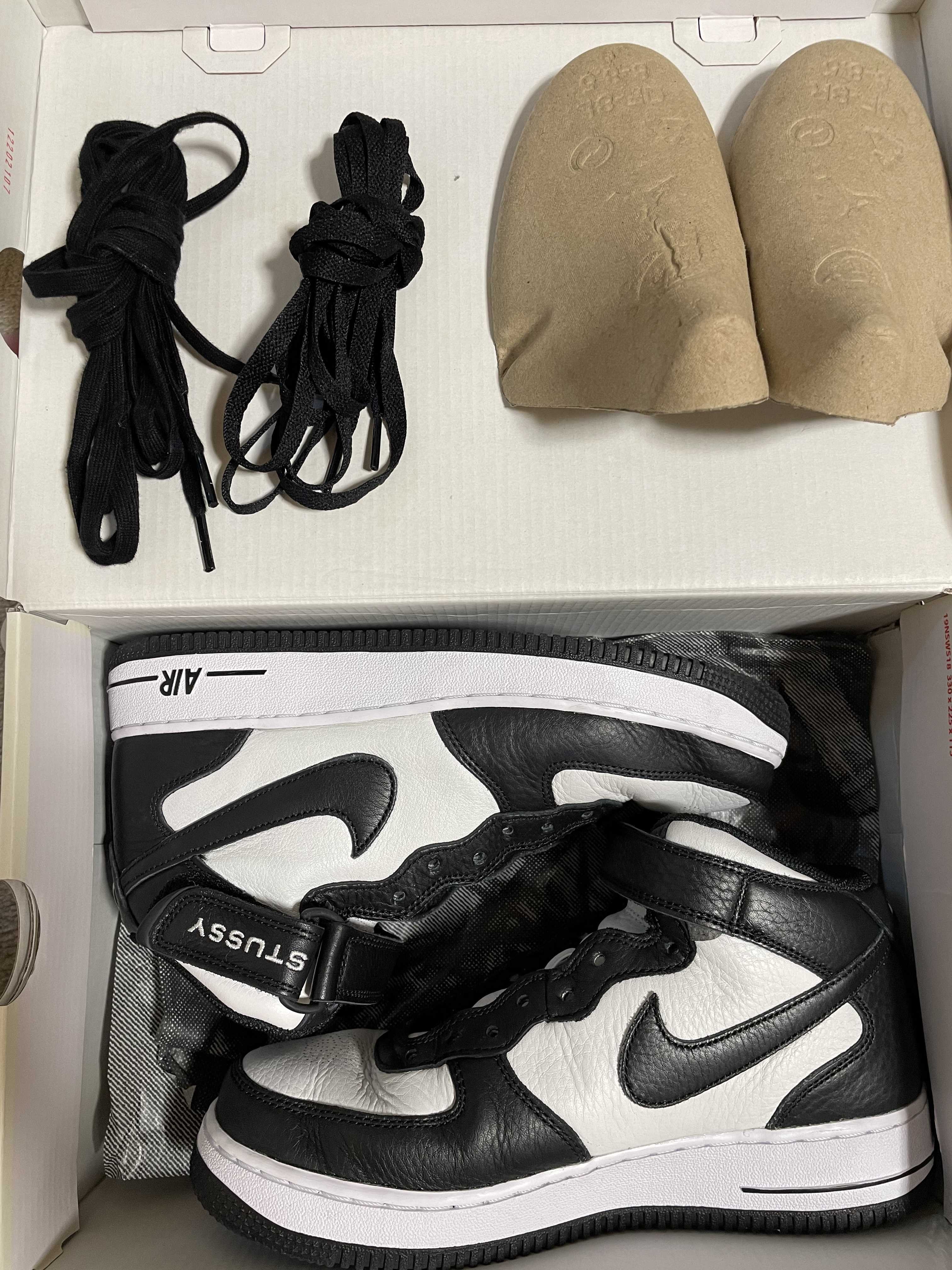 Stussy × Nike Air Force 1 Mid "Black and Light Bone"