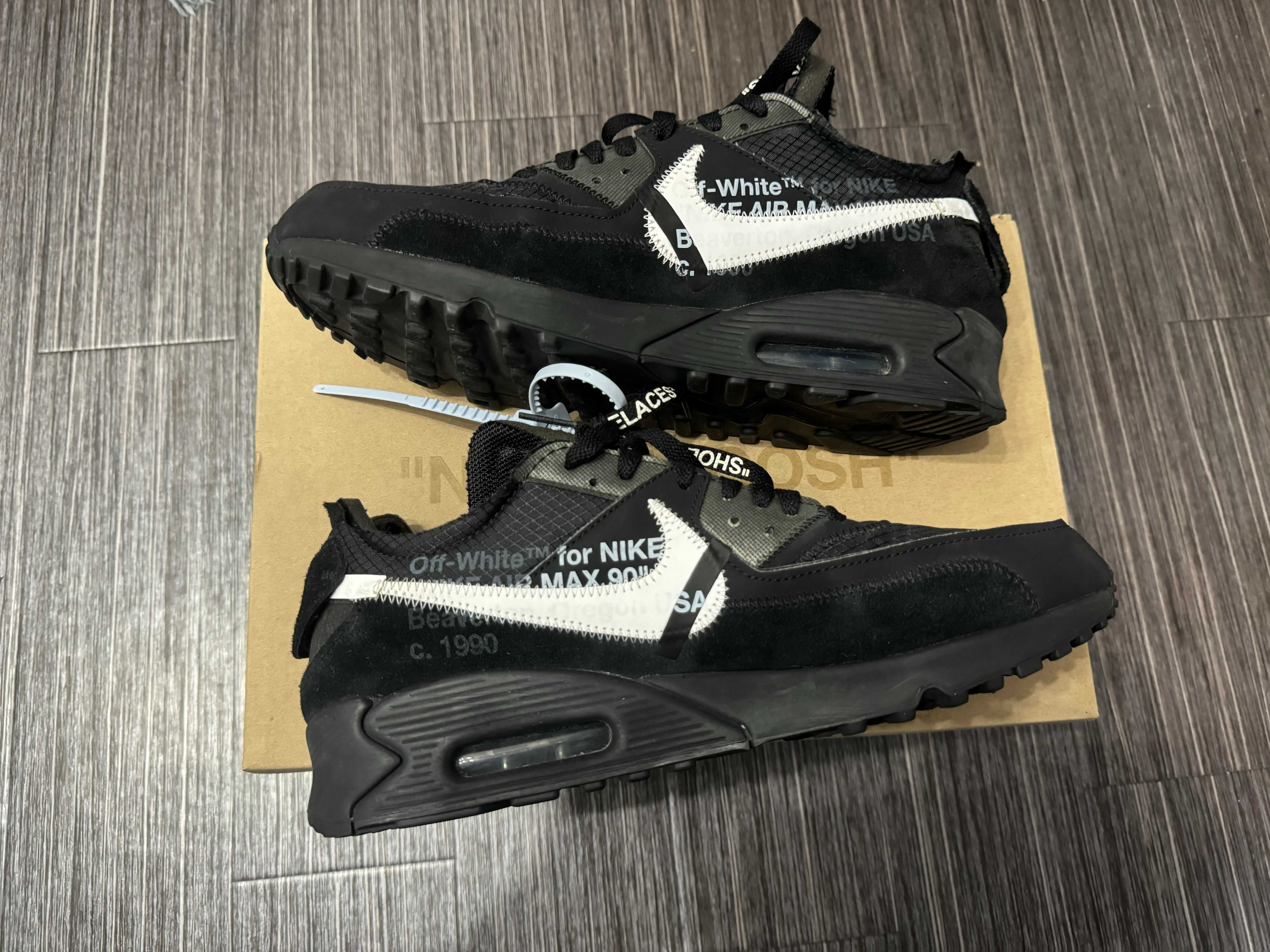 Off-White × Nike Air Max 90 "Black/Black-Cone-White"