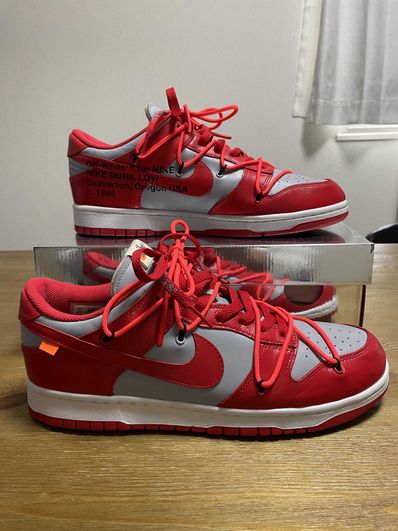 Off-White × Nike Dunk Low "University Red/Wolf Grey"
