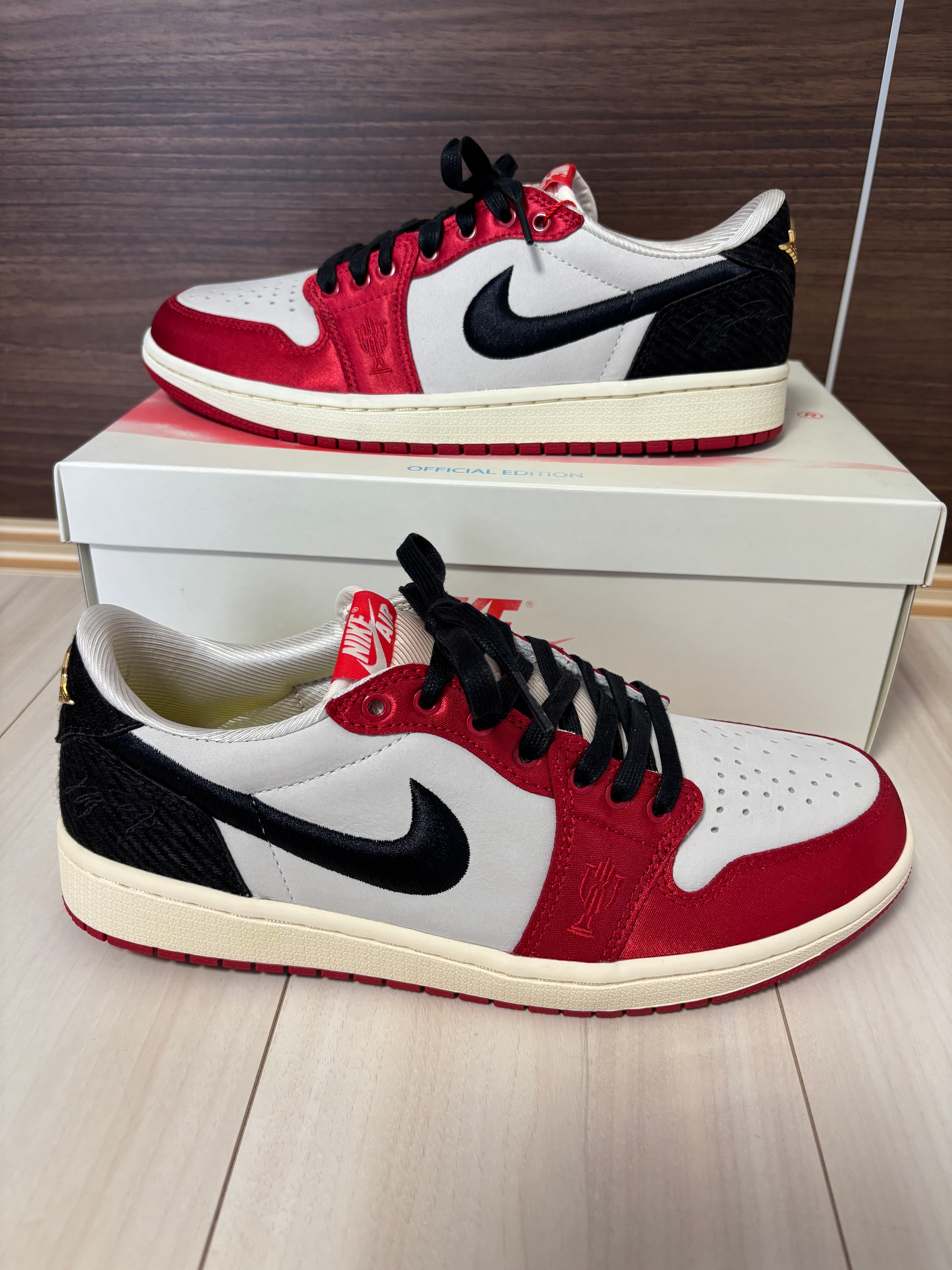 Trophy Room × Nike Air Jordan 1 Low OG "Sail and Varsity Red"