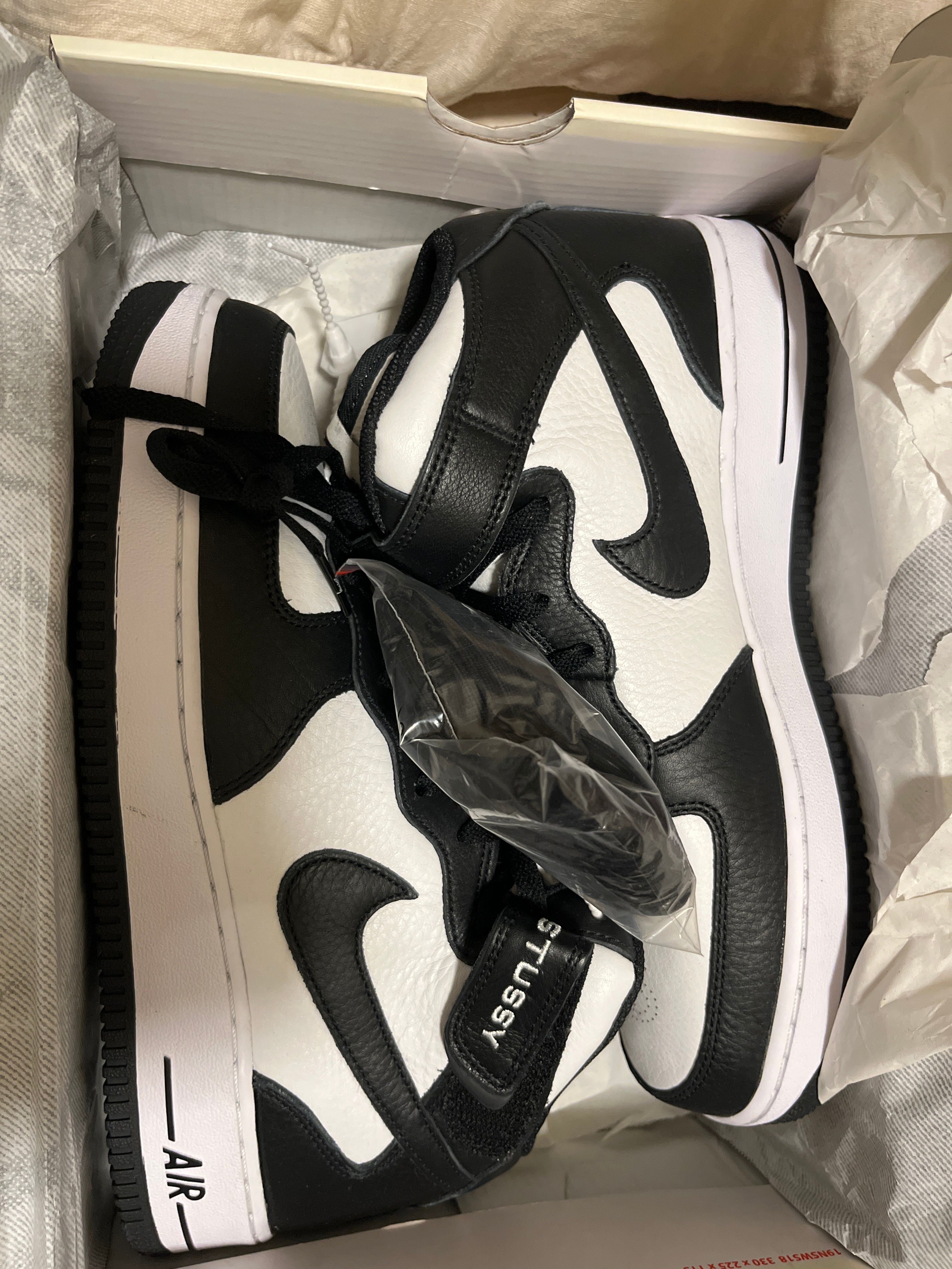 Stussy × Nike Air Force 1 Mid "Black and Light Bone"