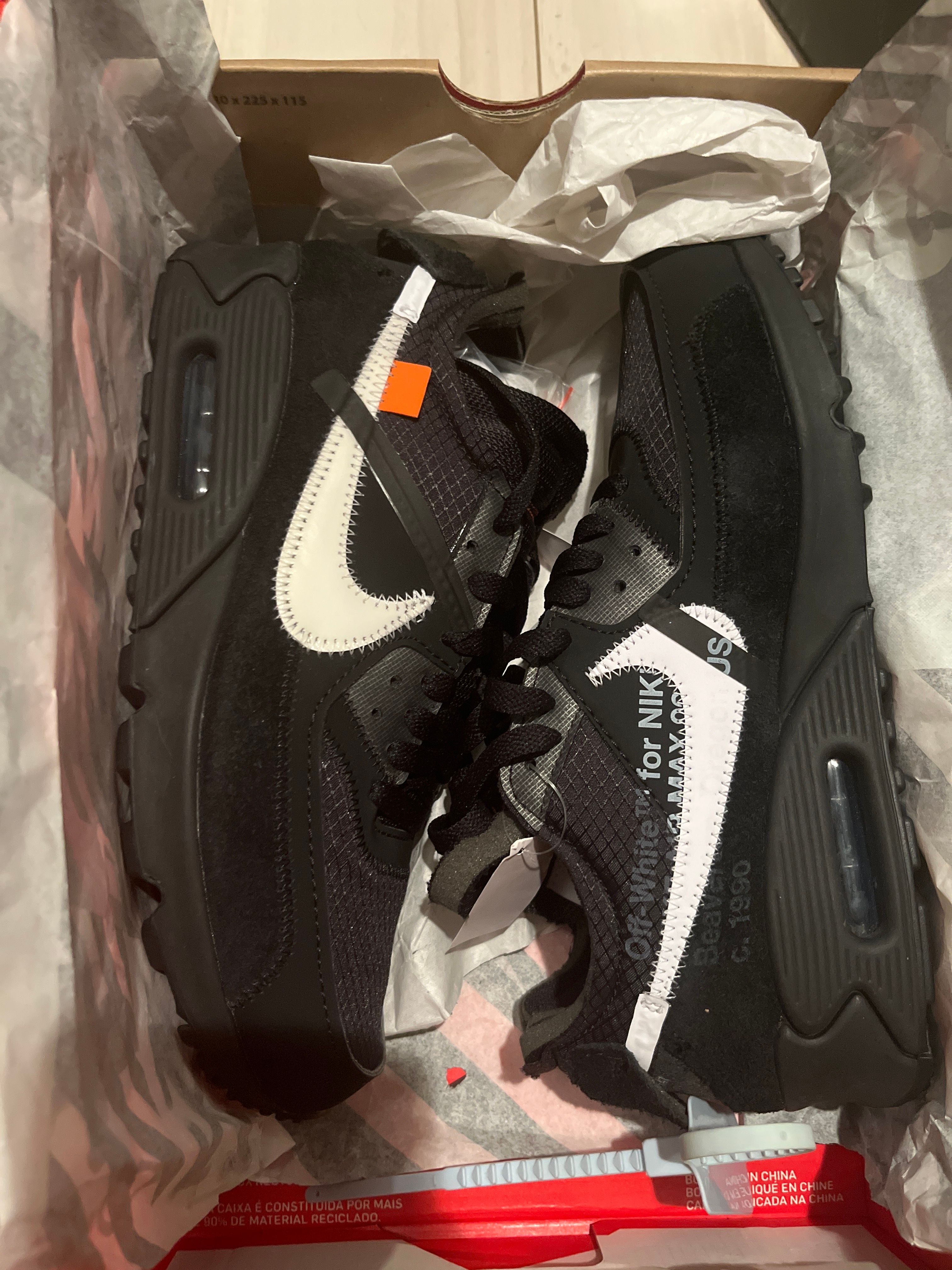 Off-White × Nike Air Max 90 "Black/Black-Cone-White"