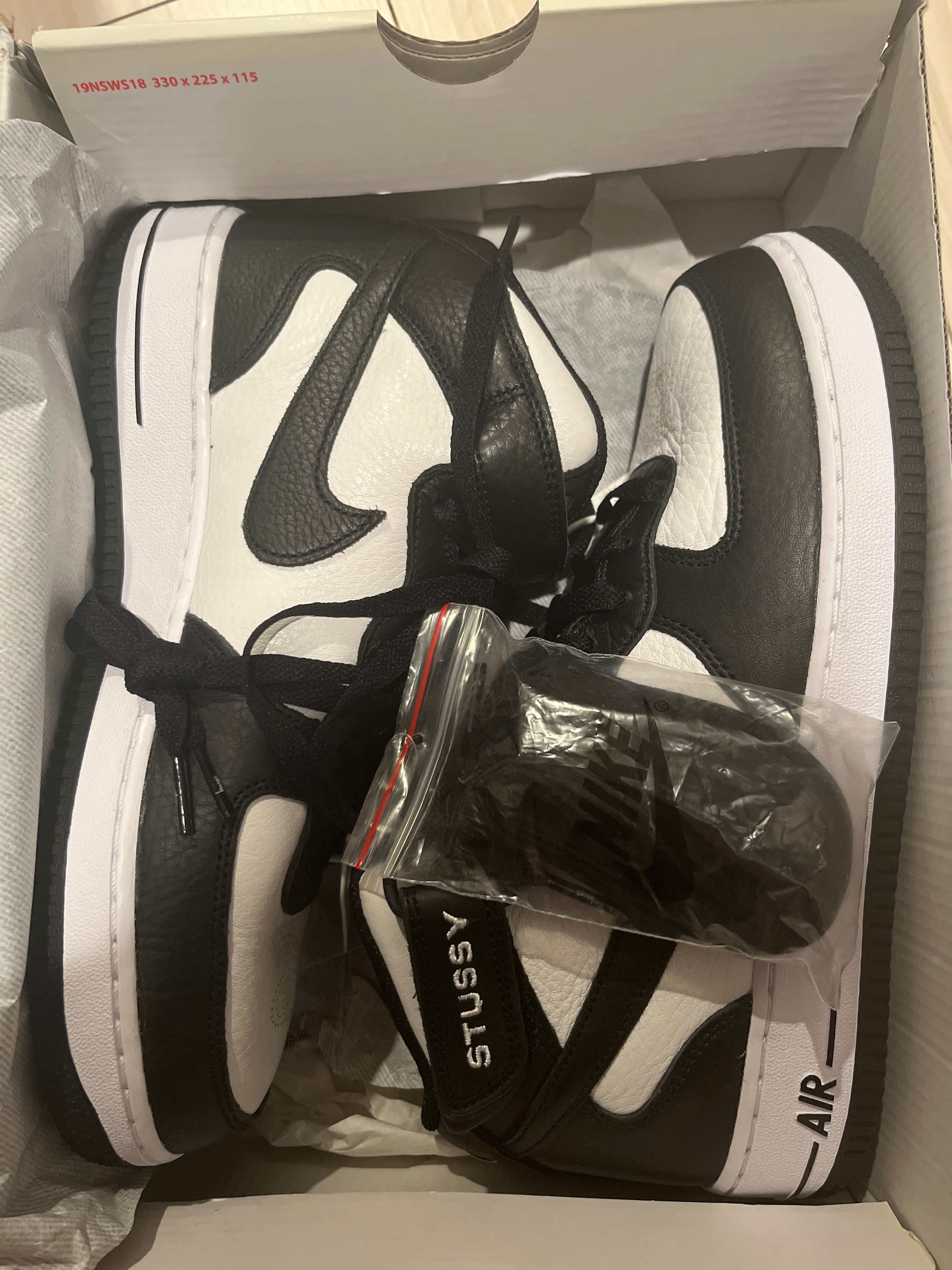 Stussy × Nike Air Force 1 Mid "Black and Light Bone"