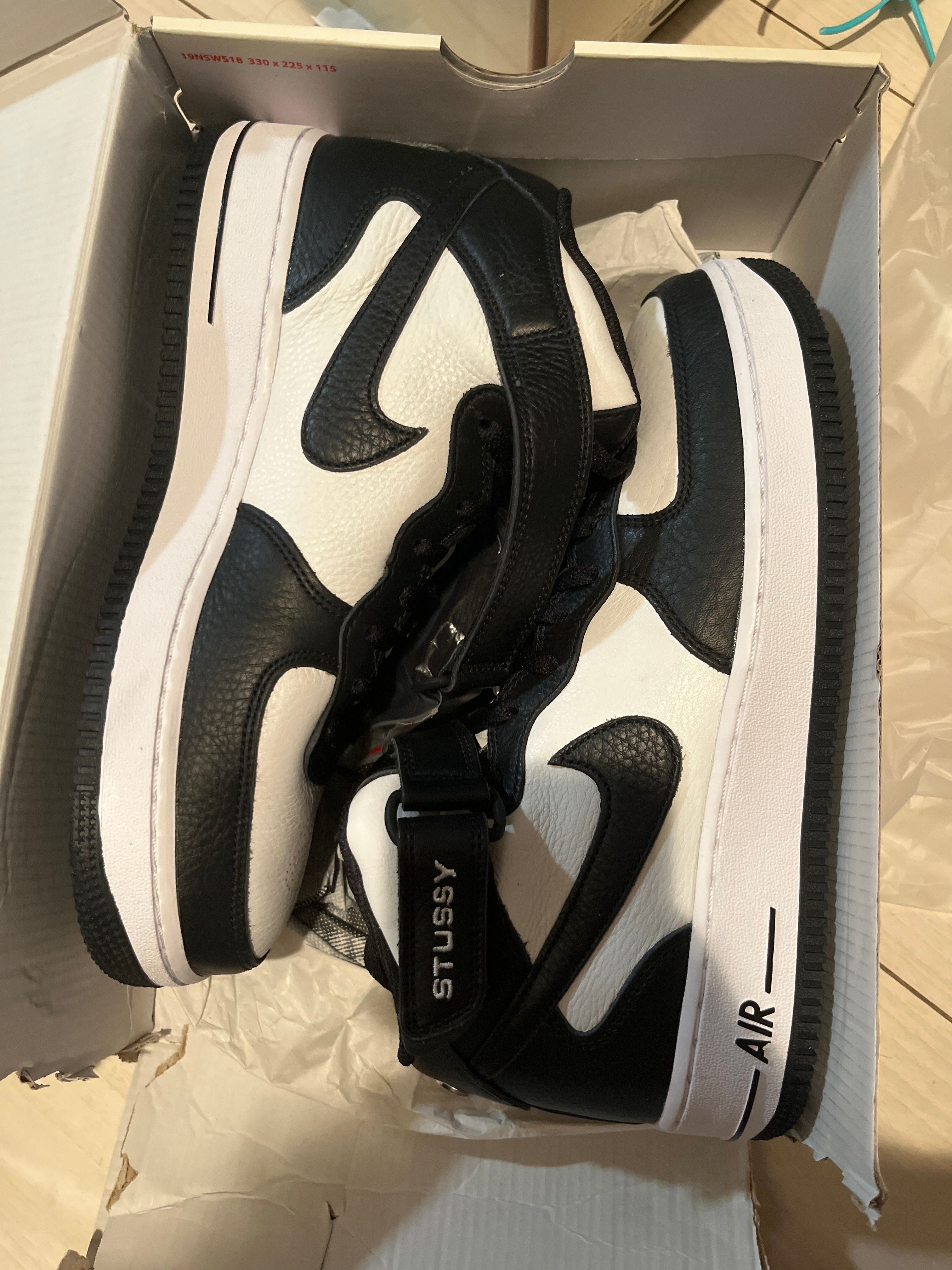 Stussy × Nike Air Force 1 Mid "Black and Light Bone"