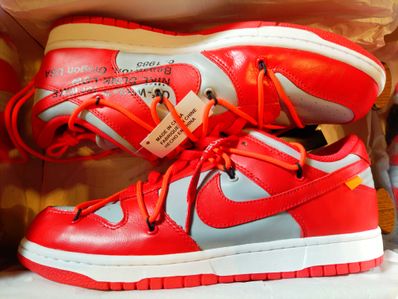 Off-White × Nike Dunk Low "University Red/Wolf Grey"