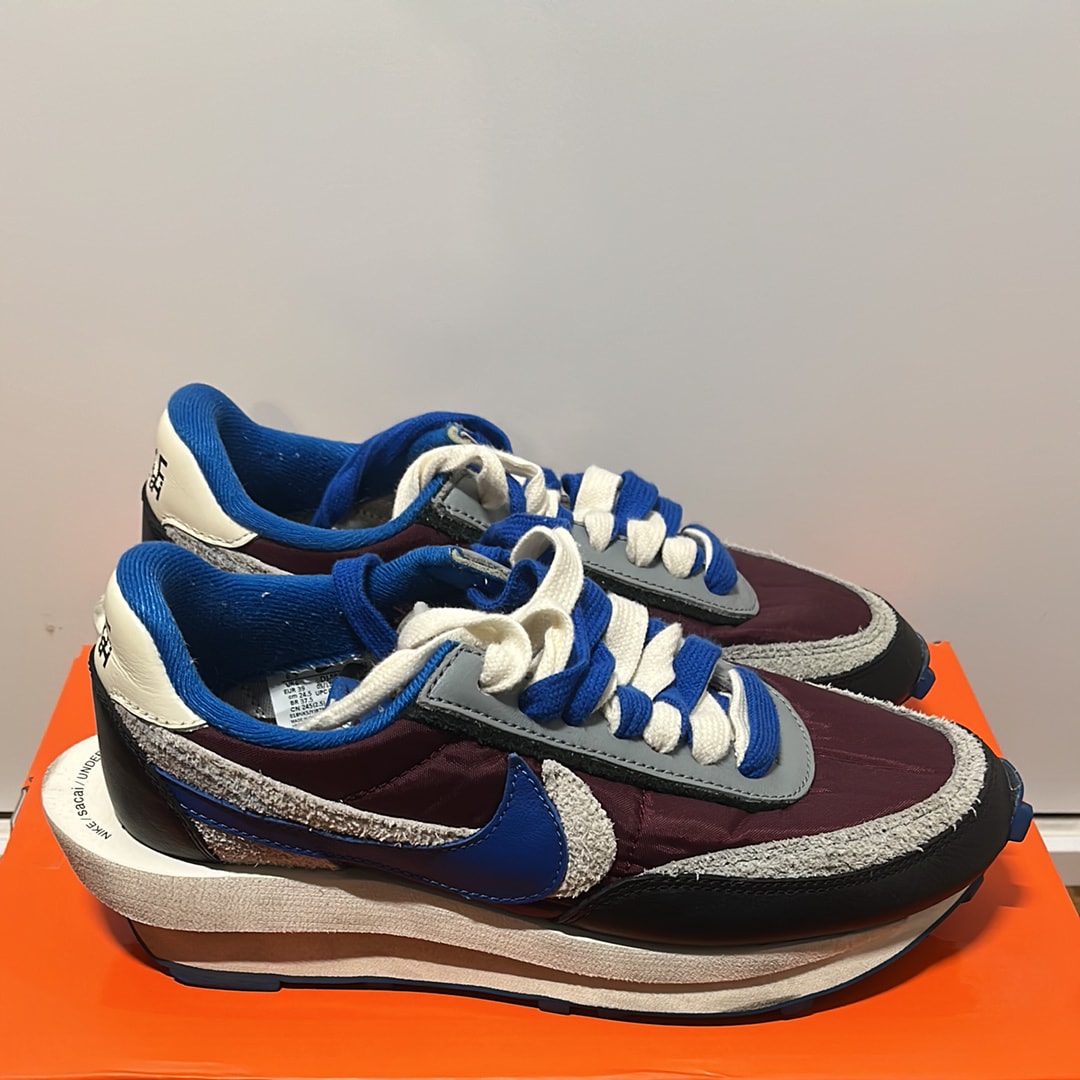 UNDERCOVER × sacai × Nike LD Waffle "Night Maroon/Pale Ivory-Ground Grey-Team Royal"