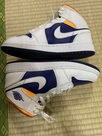NIKE AIR JORDAN 1 MID GS "WHITE/NAVY/YELLOW"