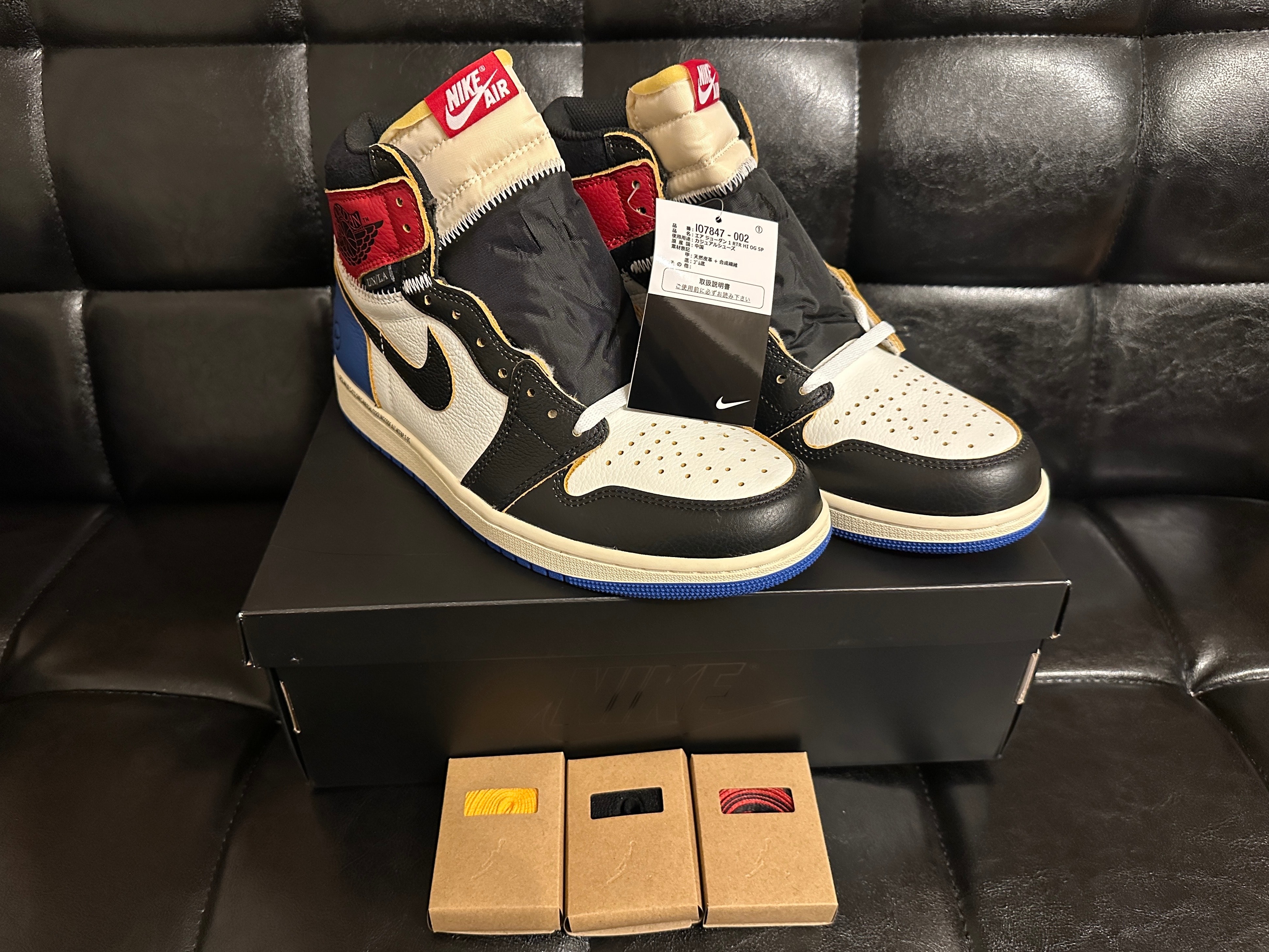 fragment design × UNION × Nike Air Jordan 1 High OG "Black/Varsity Red"