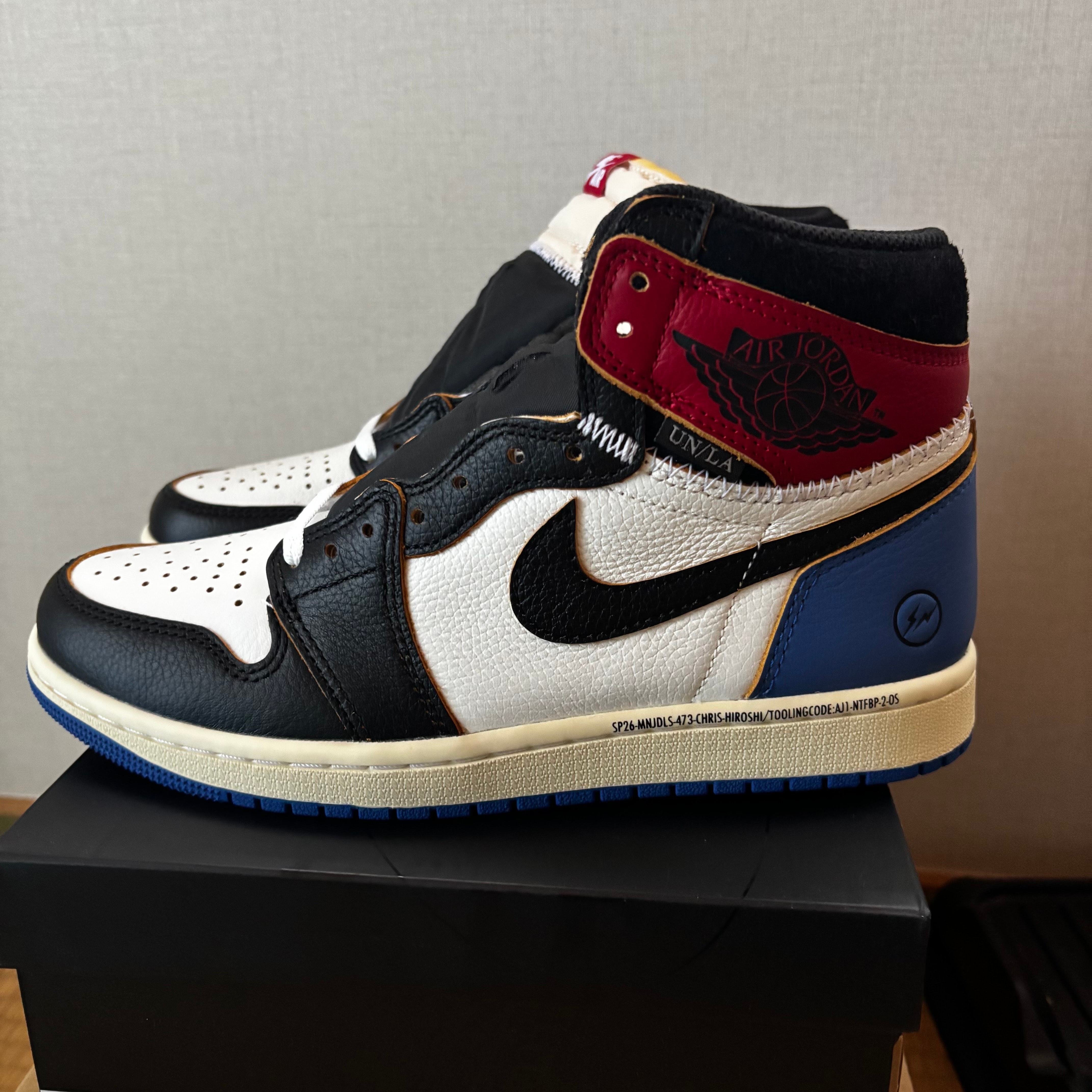 fragment design × UNION × Nike Air Jordan 1 High OG "Black/Varsity Red"