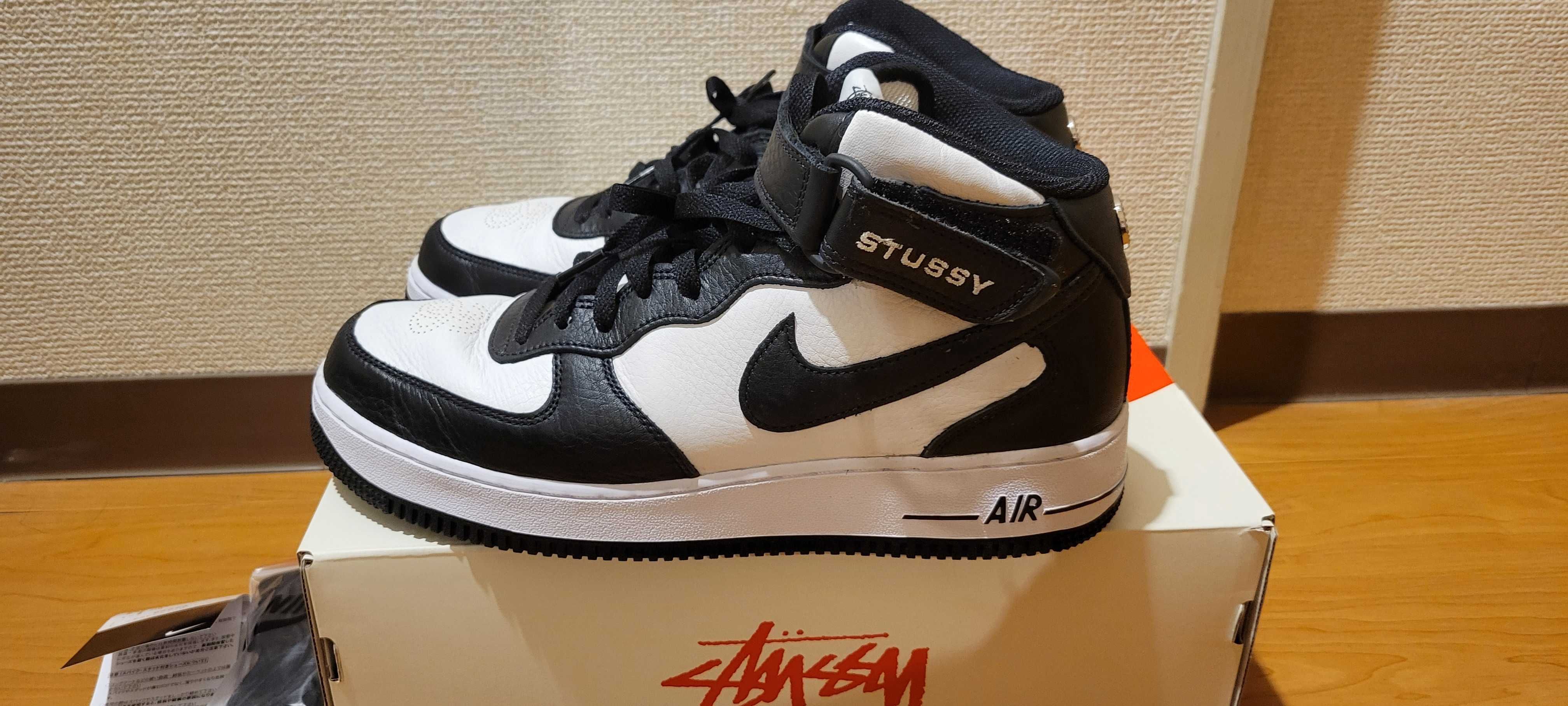 Stussy × Nike Air Force 1 Mid "Black and Light Bone"