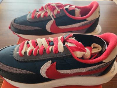 UNDERCOVER × sacai × Nike LD Waffle "Midnight Spruce/Pale Ivory-Dark Grey-University Red"