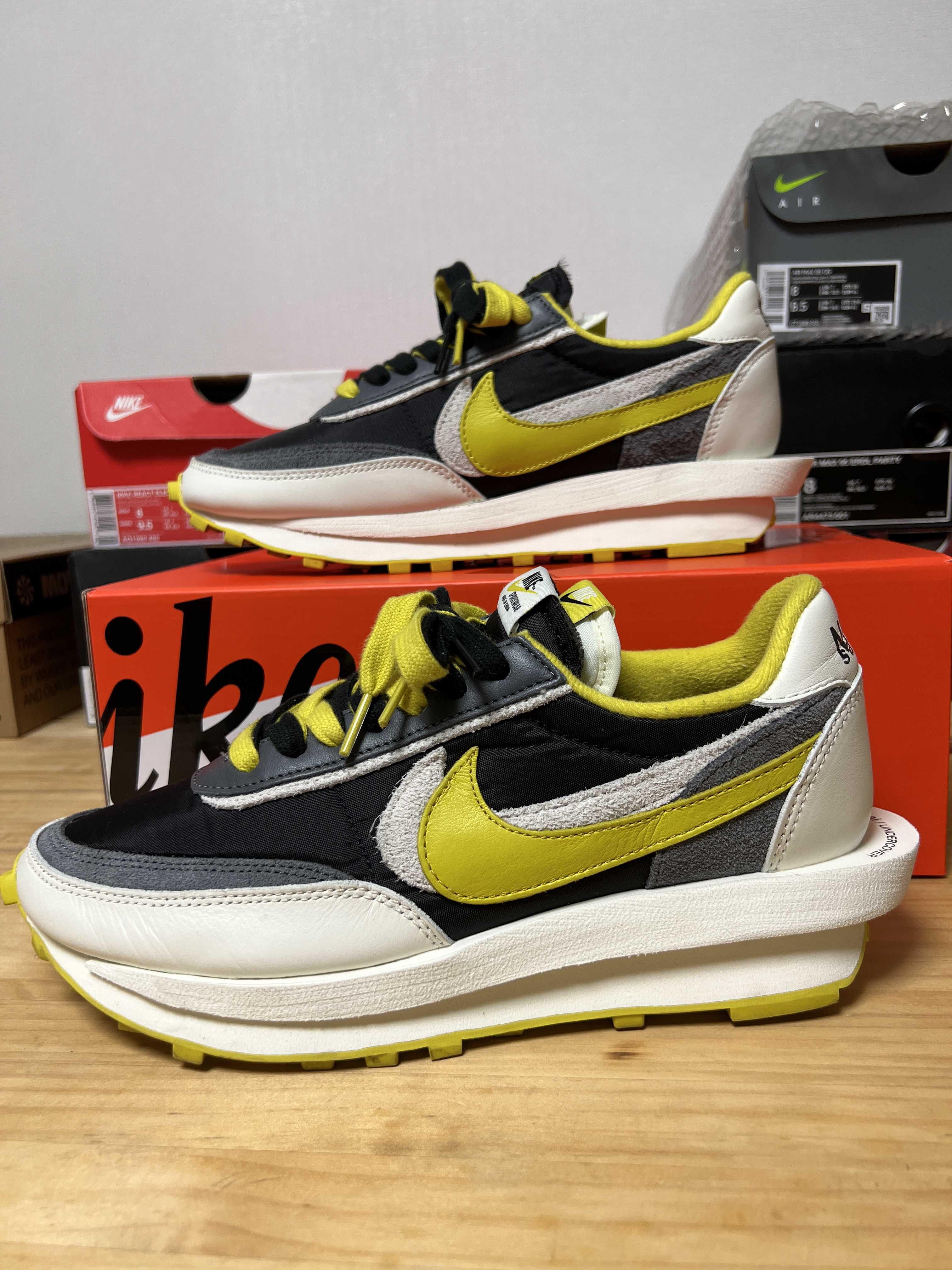 UNDERCOVER × sacai × Nike LD Waffle "Black/Sail-Dark Grey-Bright Citron"