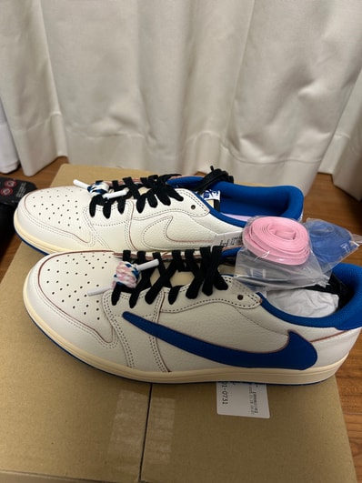 Travis Scott × fragment design × Nike Air Jordan 1 Low OG "Sail/Military Blue"