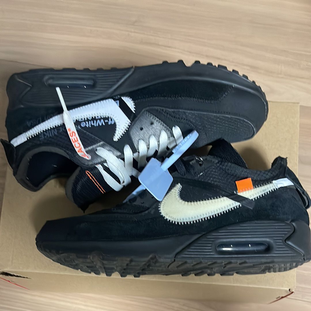 Off-White × Nike Air Max 90 "Black/Black-Cone-White"